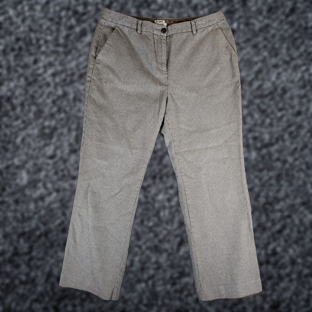 Vintage VINTAGE L.L. BEAN Dress Pants Houndstooth 100% Cotton Lined Women's Size 14P Brown Tweed Pockets 90s Preppy Pants Womens Size 24" / US 00 / IT 34 - 1 Thumbnail
