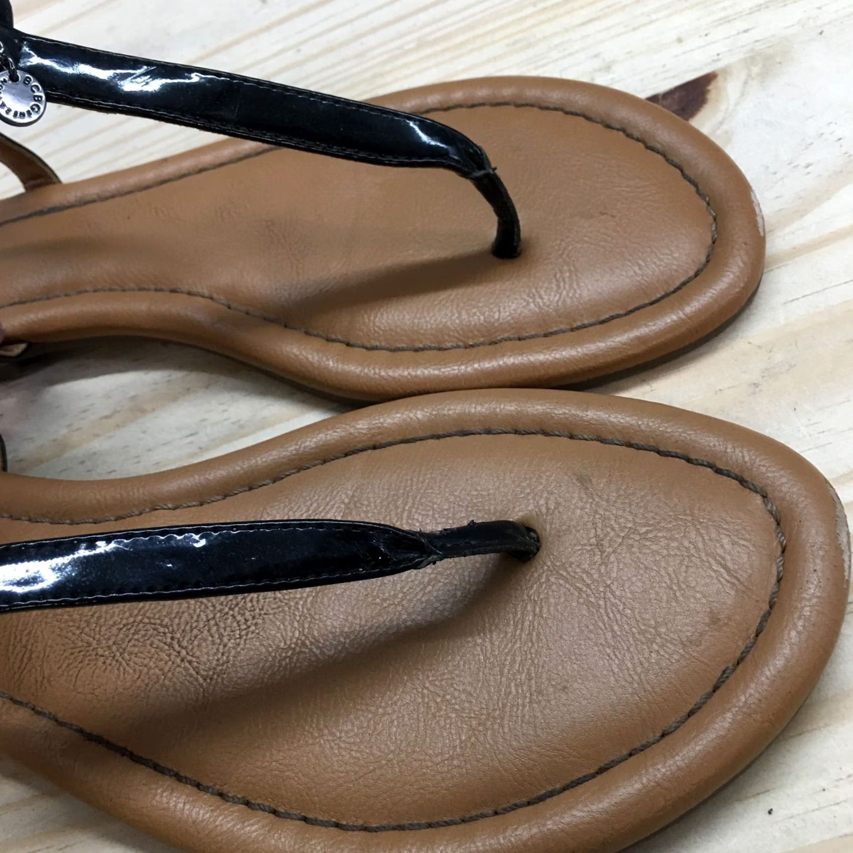 BCBGeneration BCBGeneration Sandals Womens 9 M Astoria Slingback Black Faux Leather Thong Size US 9 / IT 39 - 6 Thumbnail