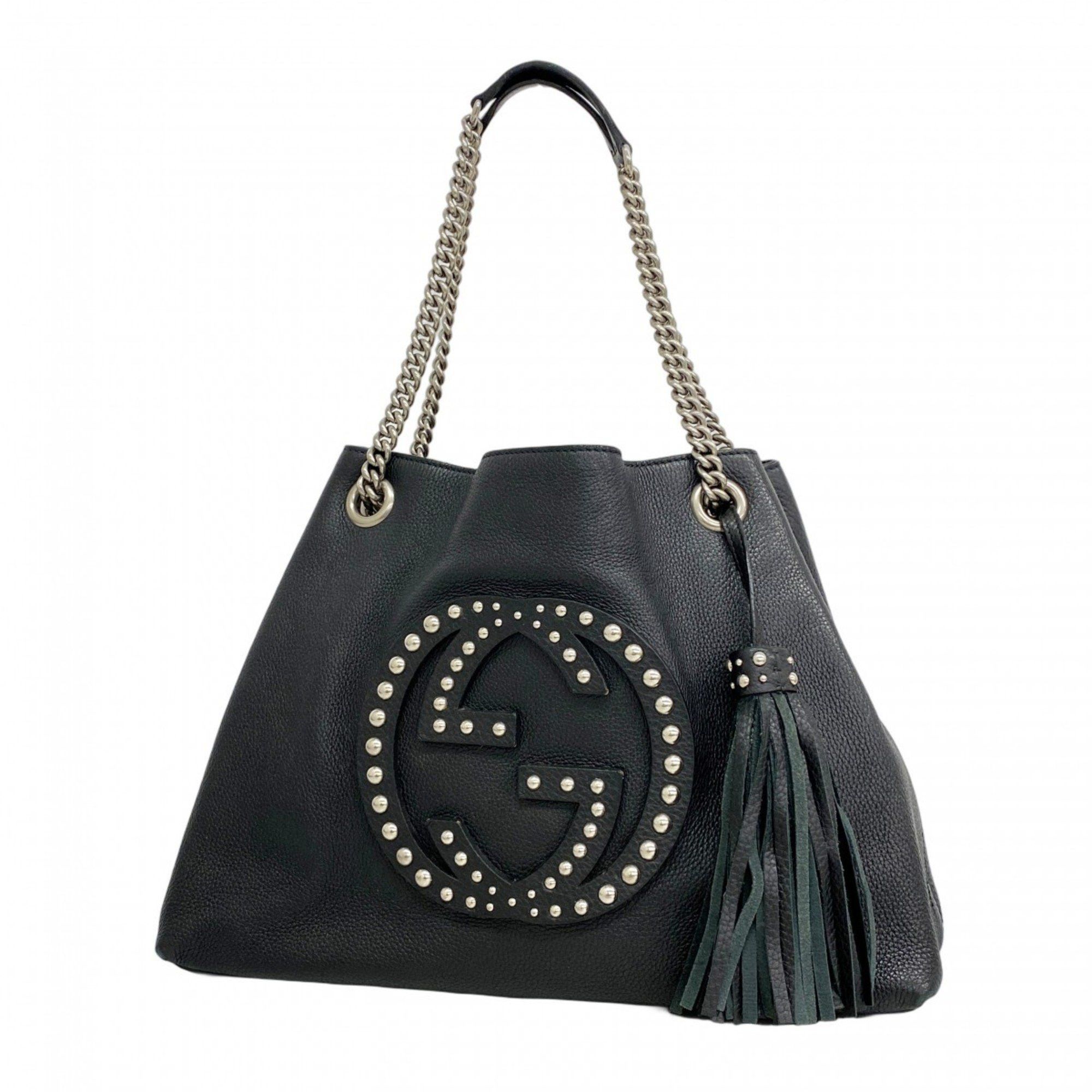 Gucci Soho Shoulder Bag 308982 Leather Black Women's