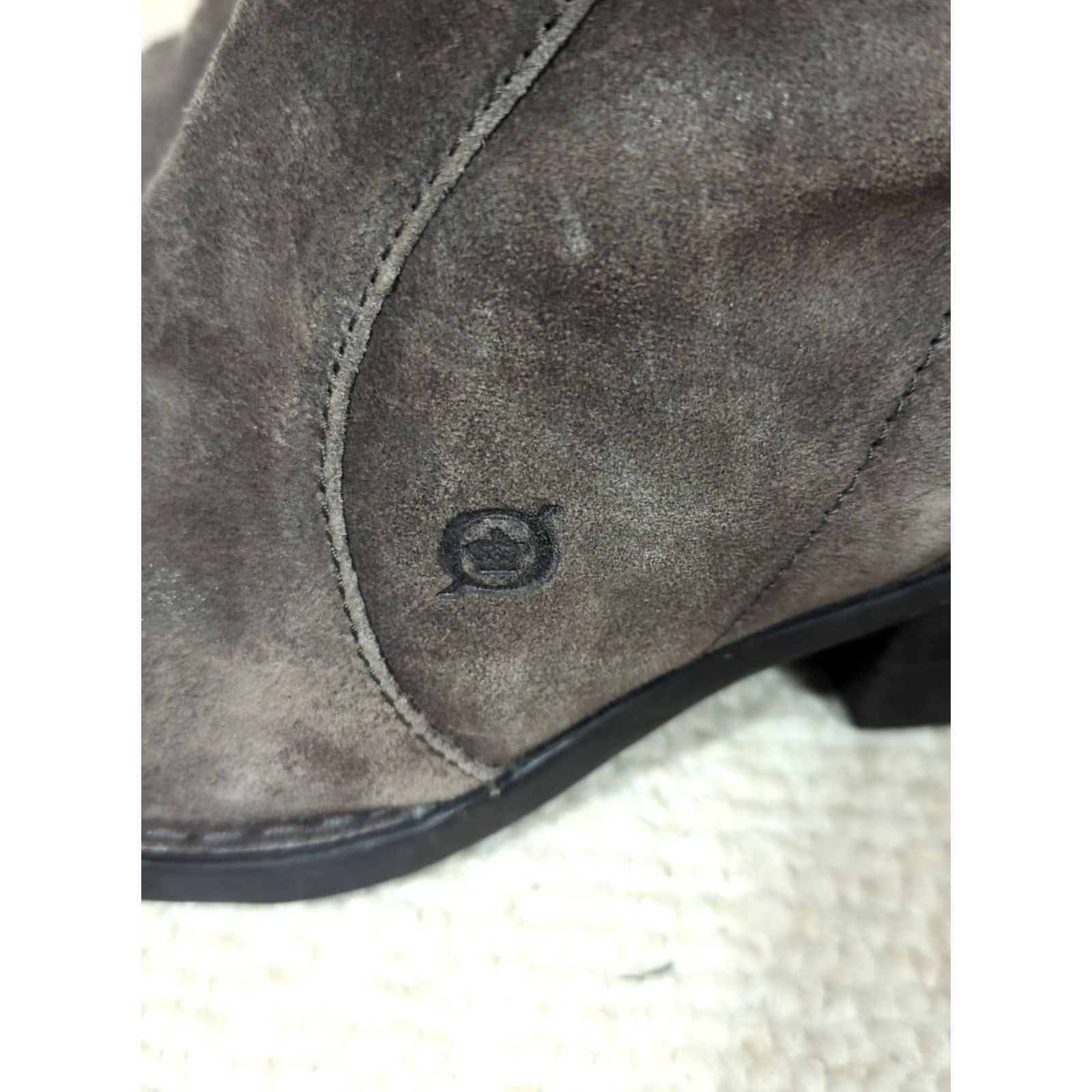 Born Born Felicia Gray Brown Suede Zip Up Knee High Boots Lace Back Women's 8.5 Size US 9 / IT 39 - 4 Thumbnail