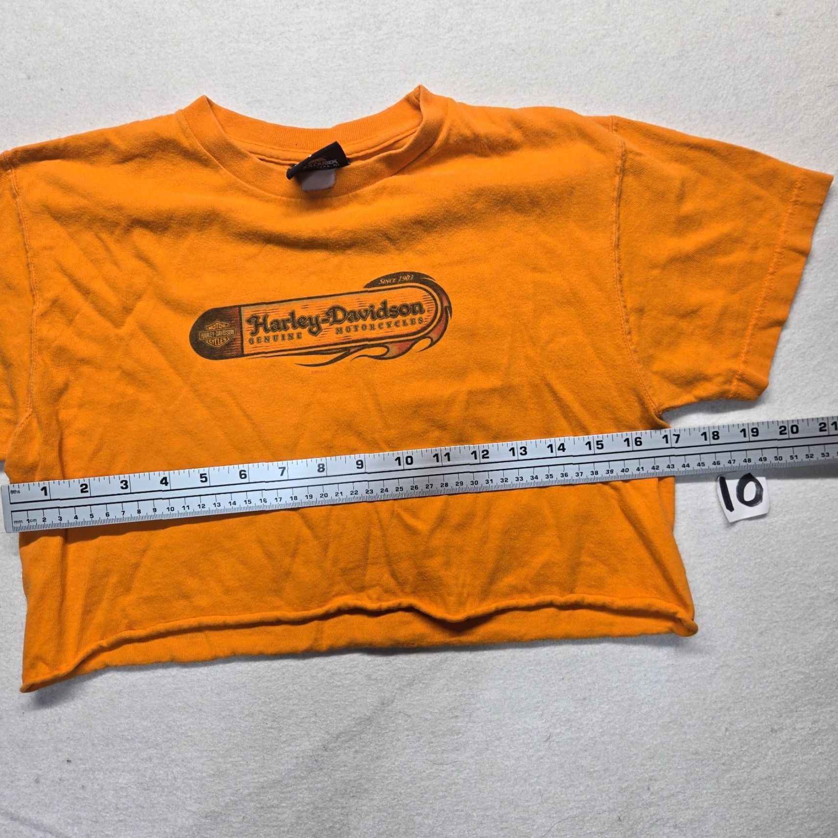 Harley Davidson Harley-Davidson Women’s Cropped T-Shirt S Orange Solid Short Sleeve 90s Vintage Size S / US 4 / IT 40 - 5 Thumbnail