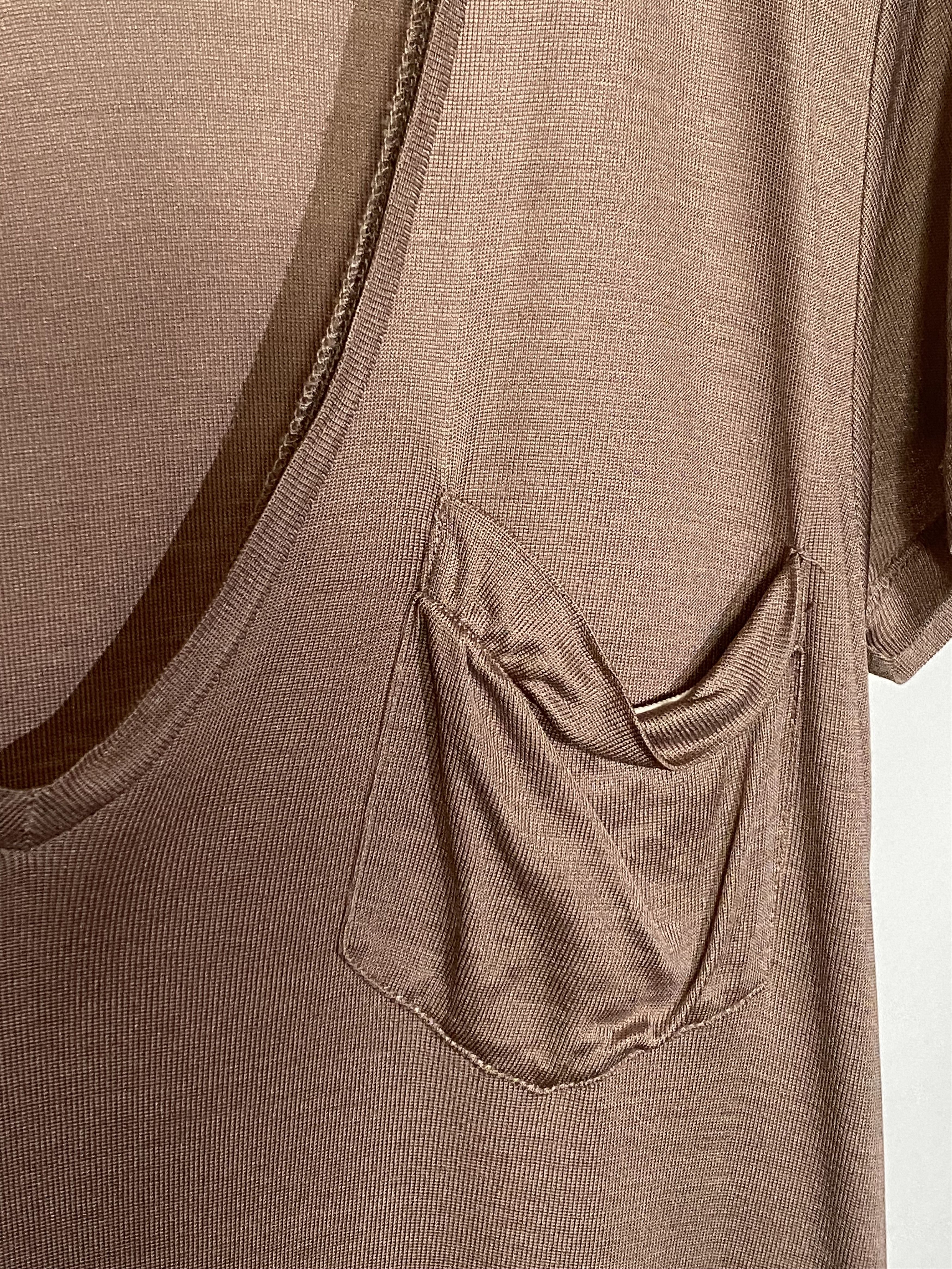 2013 Hedi Slimane one pocket deep v neck silk t shirt, view 5