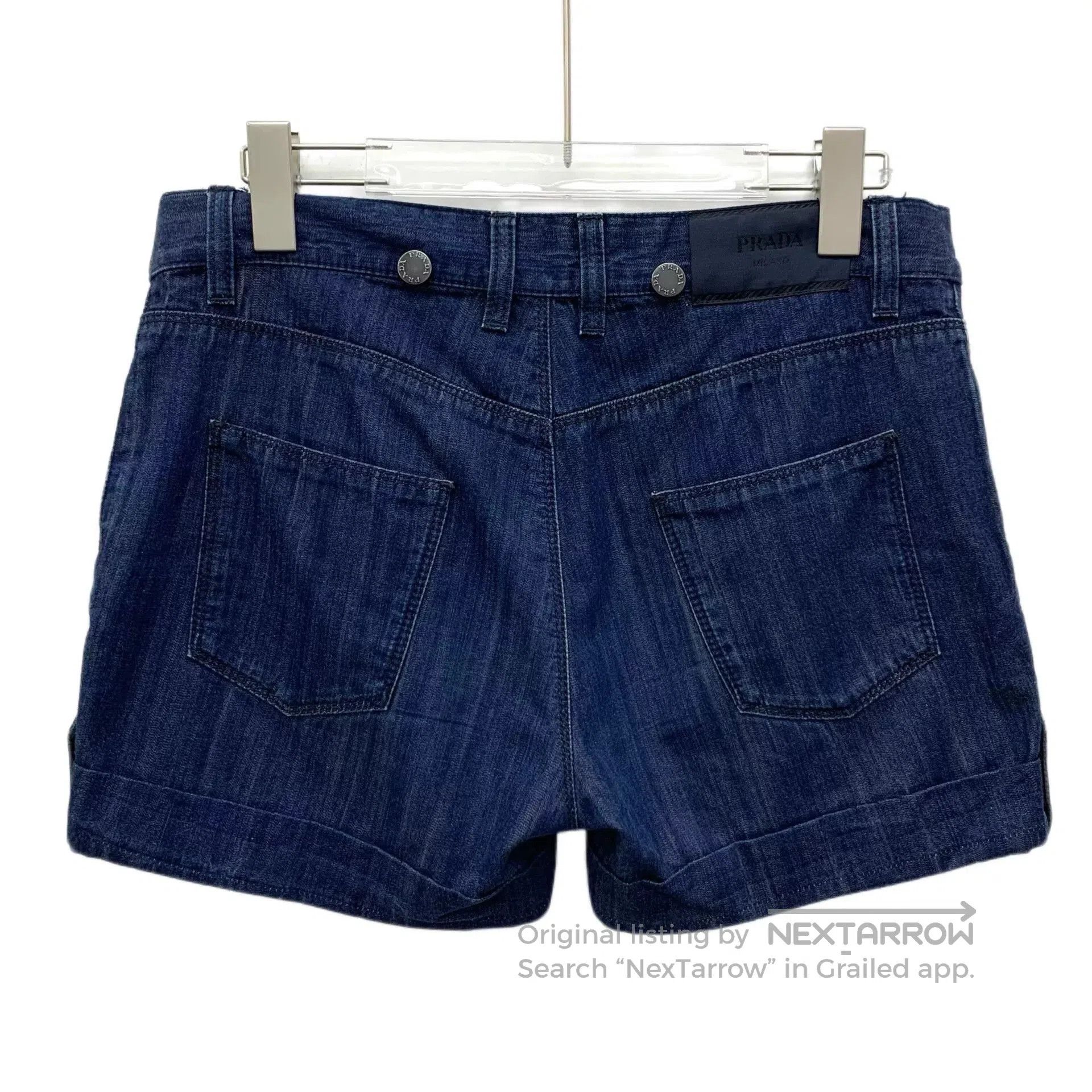 Prada Prada Dark Blue Cotton Denim Shorts. Size 25" / US 0 / IT 36 - 2 Thumbnail