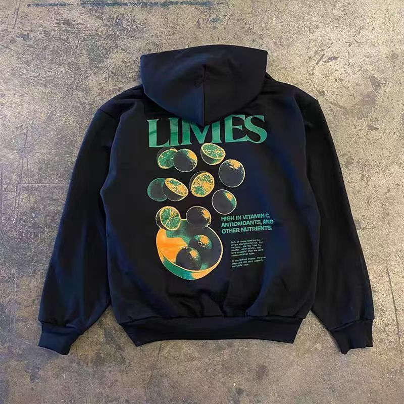 Japanese Brand × Vintage Black casual washed vintage lemon print hoodie Size US L / EU 52-54 / 3 - 1 Thumbnail