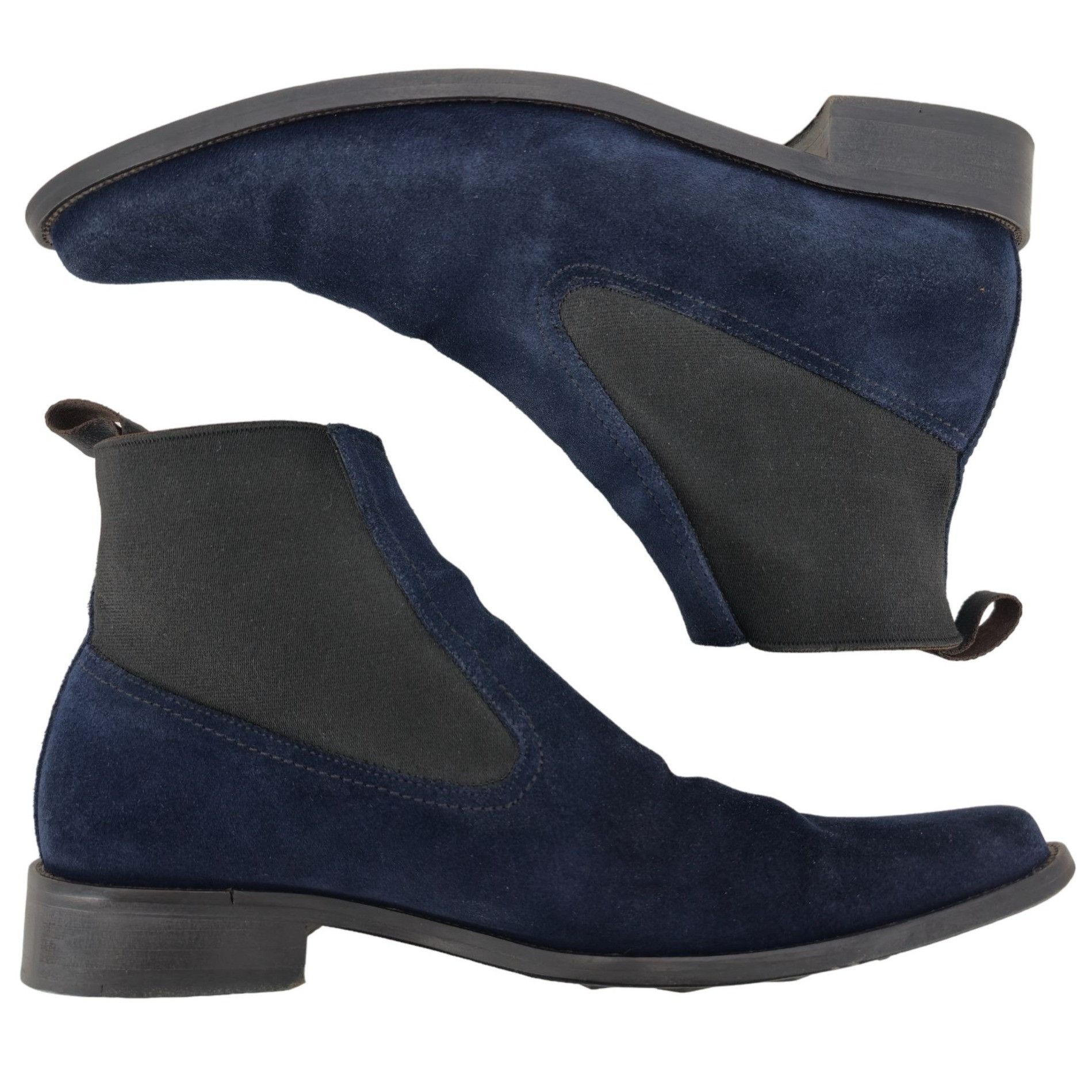 Donald Pliner Donald J. Pliner Italy Navy Blue Suede Chelsea Ankle Boots Size US 7.5 / EU 40-41 - 6 Thumbnail