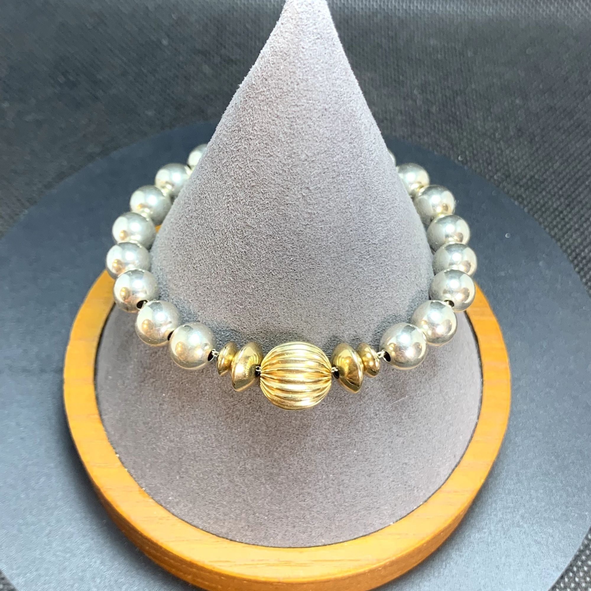 Other VTG Two Tone Solid Sterling Silver 925 Beaded Bracelet Size Size ONE SIZE - 3 Thumbnail