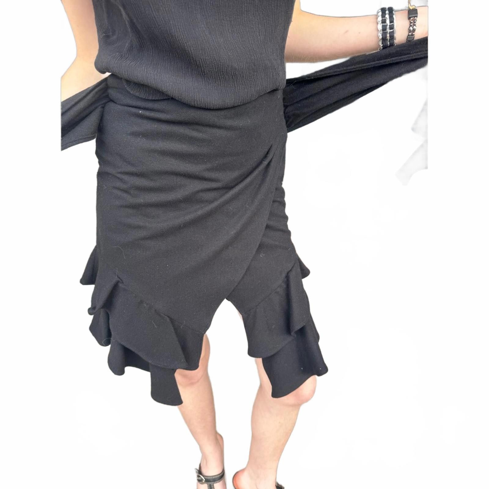 Designer Intermix Erika Wool Blend Ruffle Wrap Skirt NWT 2 Size 24" / US 00 / IT 34 - 3 Thumbnail