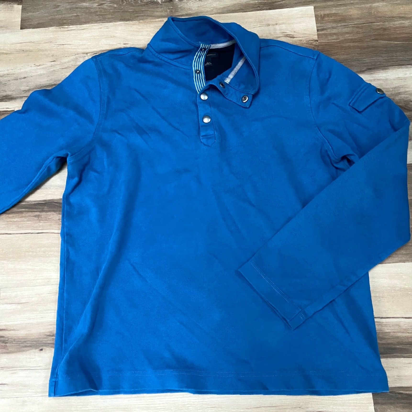 Banana Republic Banana Republic Sweater Mens Large Blue Mock Neck Long Sleeve 1/4 Snap Pullover Cotton Size US L / EU 52-54 / 3 - 5 Thumbnail