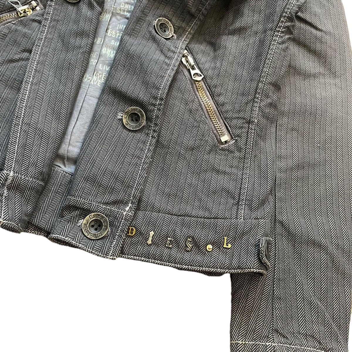 Diesel × Vintage VINTAGE Y2K DIESEL HERRINGBONE PEA COAT Size XS / US 0-2 / IT 36-38 - 6 Thumbnail