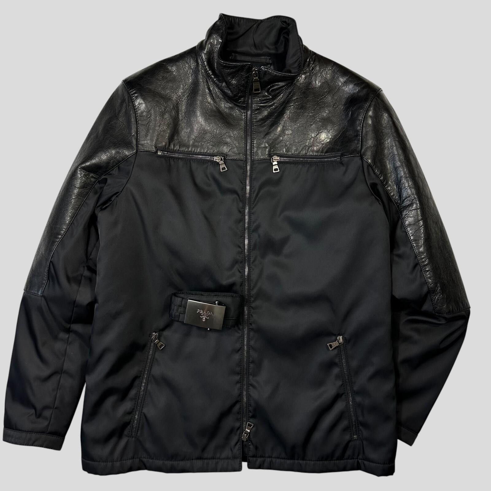 Prada Prada Milano 2011 Gabardine Nylon Leather Jacket + Belt - M Size US M / EU 48-50 / 2 - 3 Thumbnail