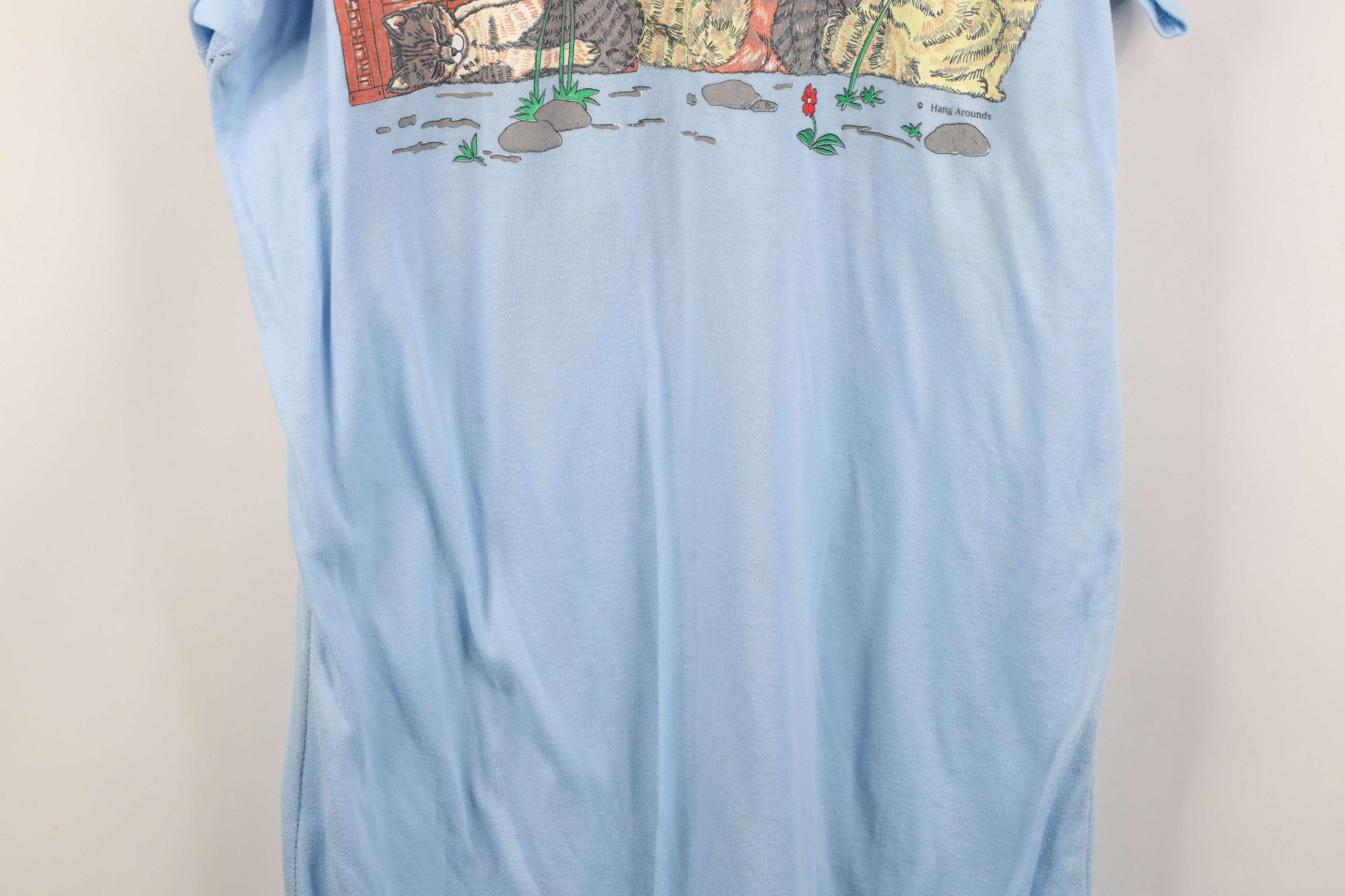 Vintage Vintage 90s Streetwear Cat Kitten Flower Night Sleep T-Shirt Size ONE SIZE - 15 Thumbnail