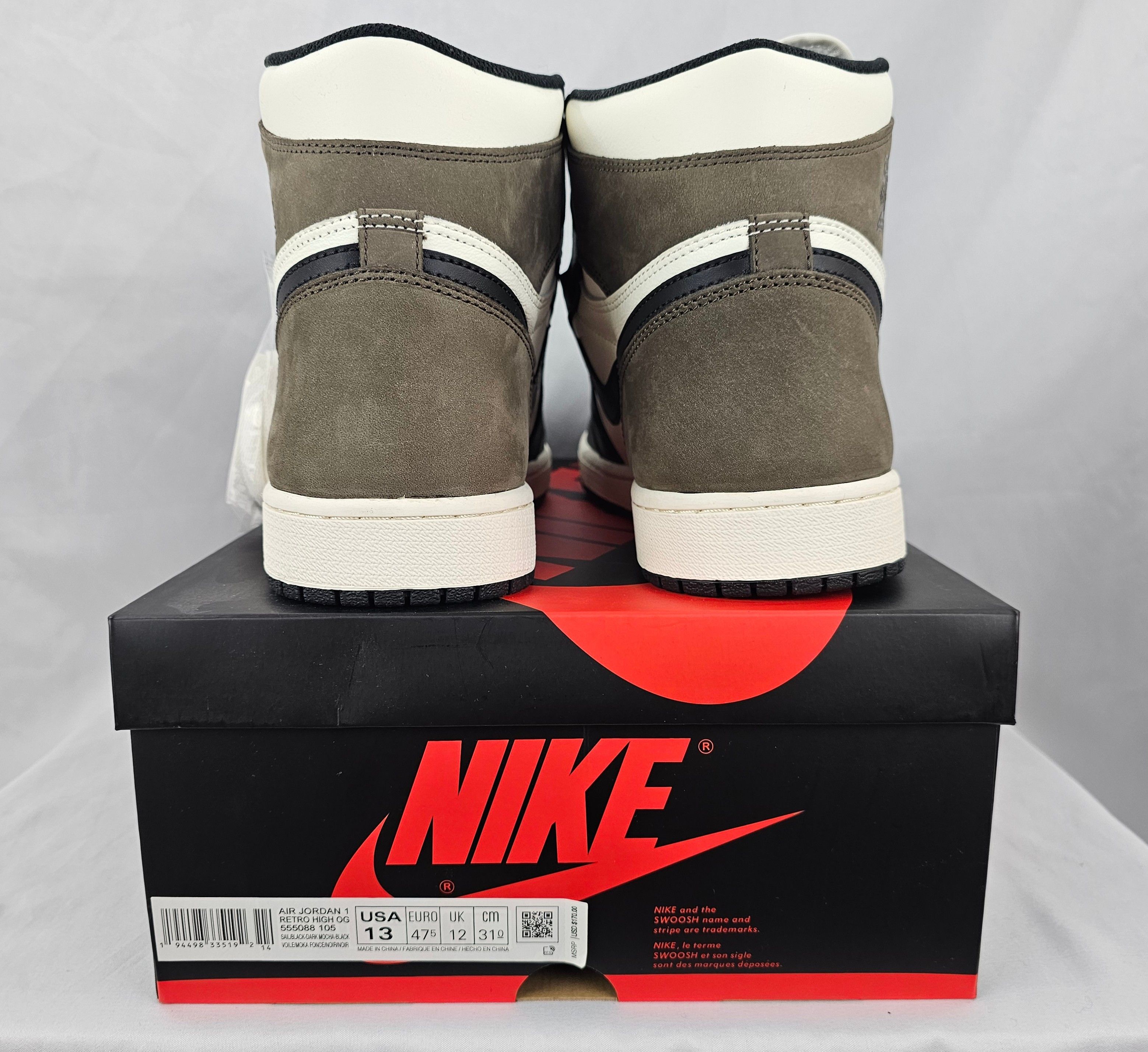 Jordache Nike Jordan 1 Retro OG High Dark Mocha Brown Men's Size 13 Size US 13 / EU 46 - 9 Thumbnail