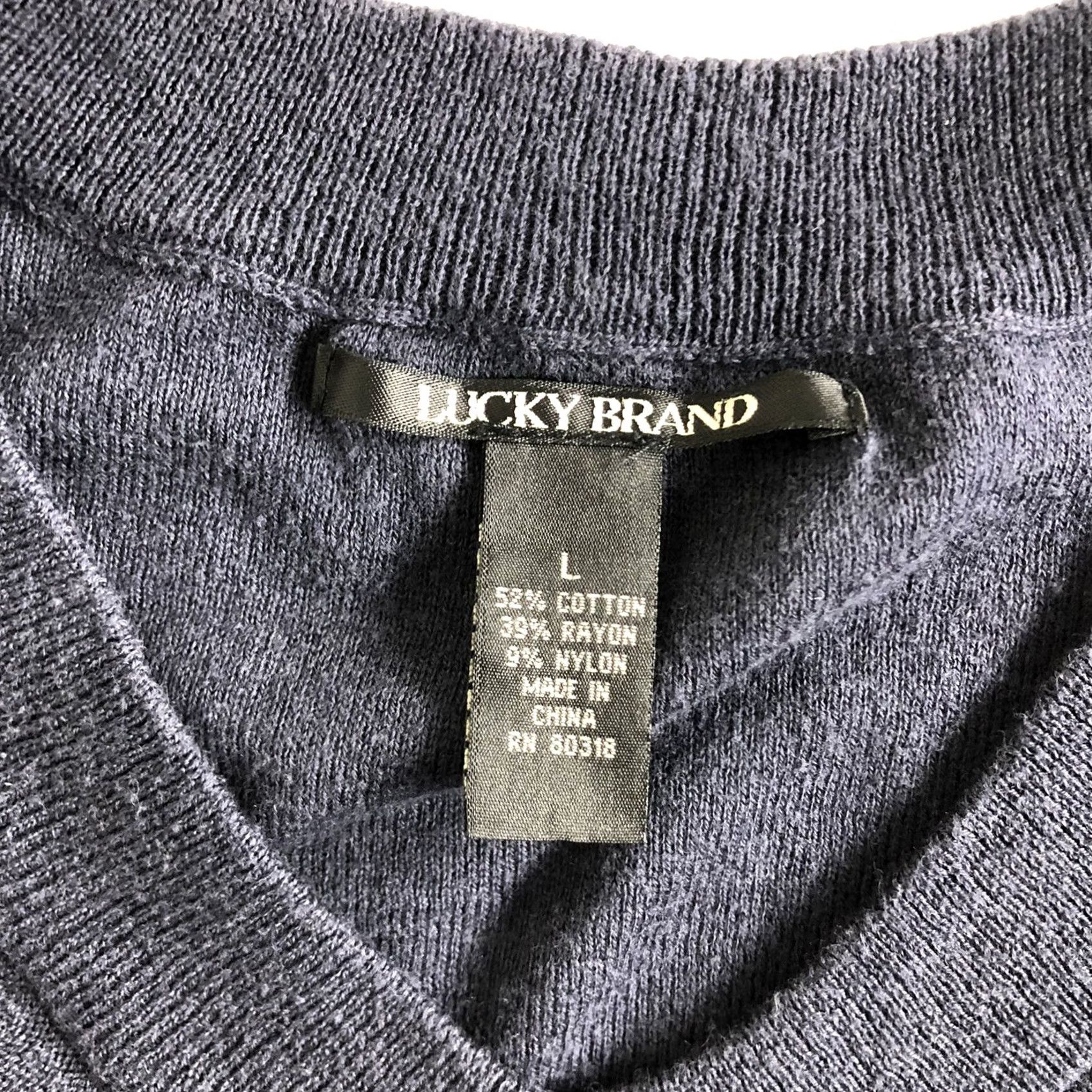 Lucky Brand Lucky Brand Mens Blue Pullover V Neck Sweater Size Large 100% Cotton Rayon Blend Sweater Pullover Classic Comfort All Seasons Mens L Blue Size US L / EU 52-54 / 3 - 6 Thumbnail