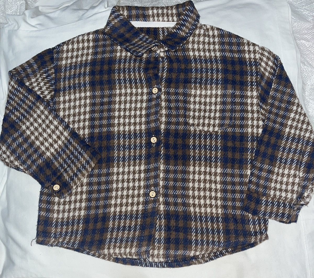 Other Vintage Kids Flannel Shirt Brown Blue Checkered Size US XXS / EU 40 - 1 Thumbnail