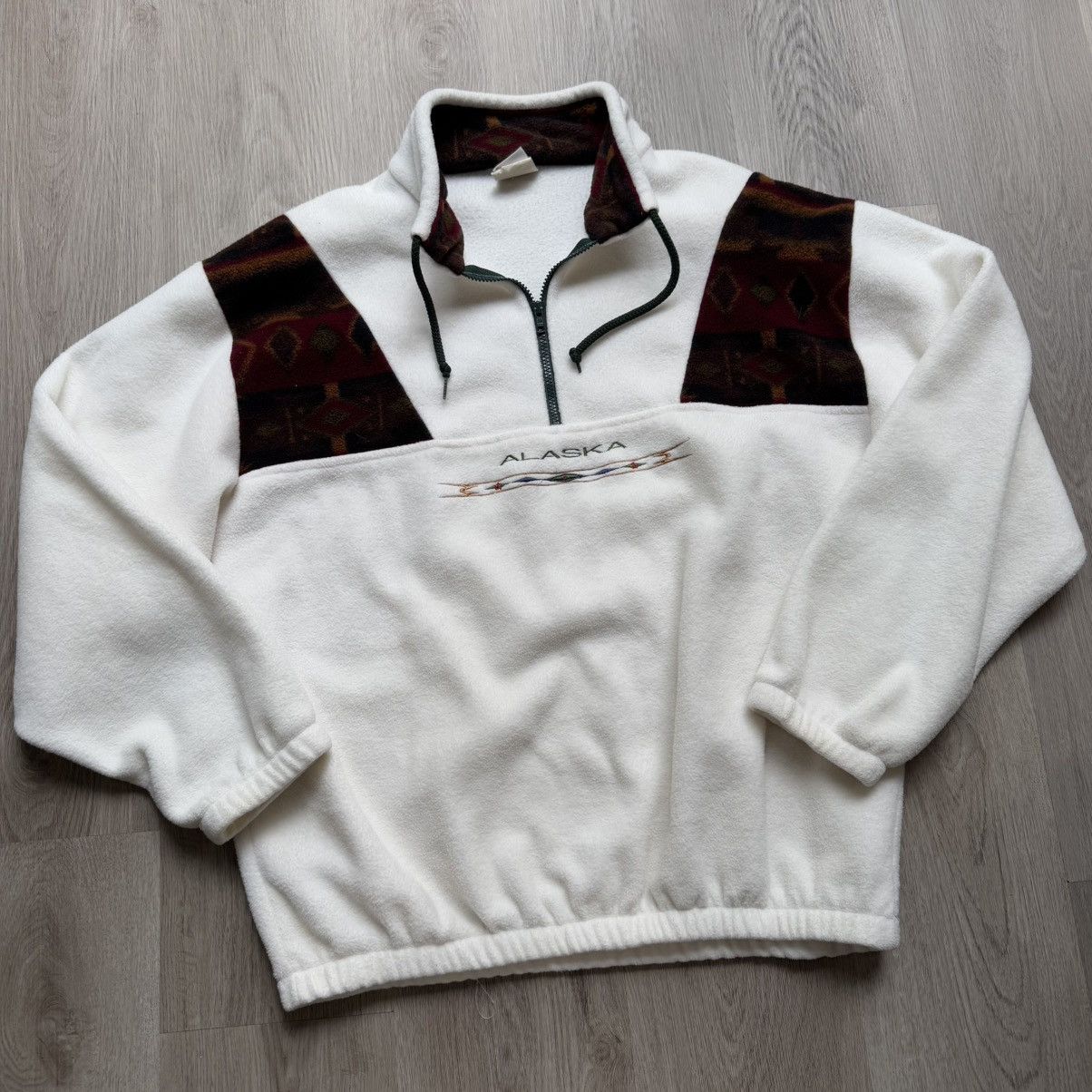 Vintage Vintage City Scape Alaska Zipper Anorak Fleece Jacket White Size US M / EU 48-50 / 2 - 1 Thumbnail