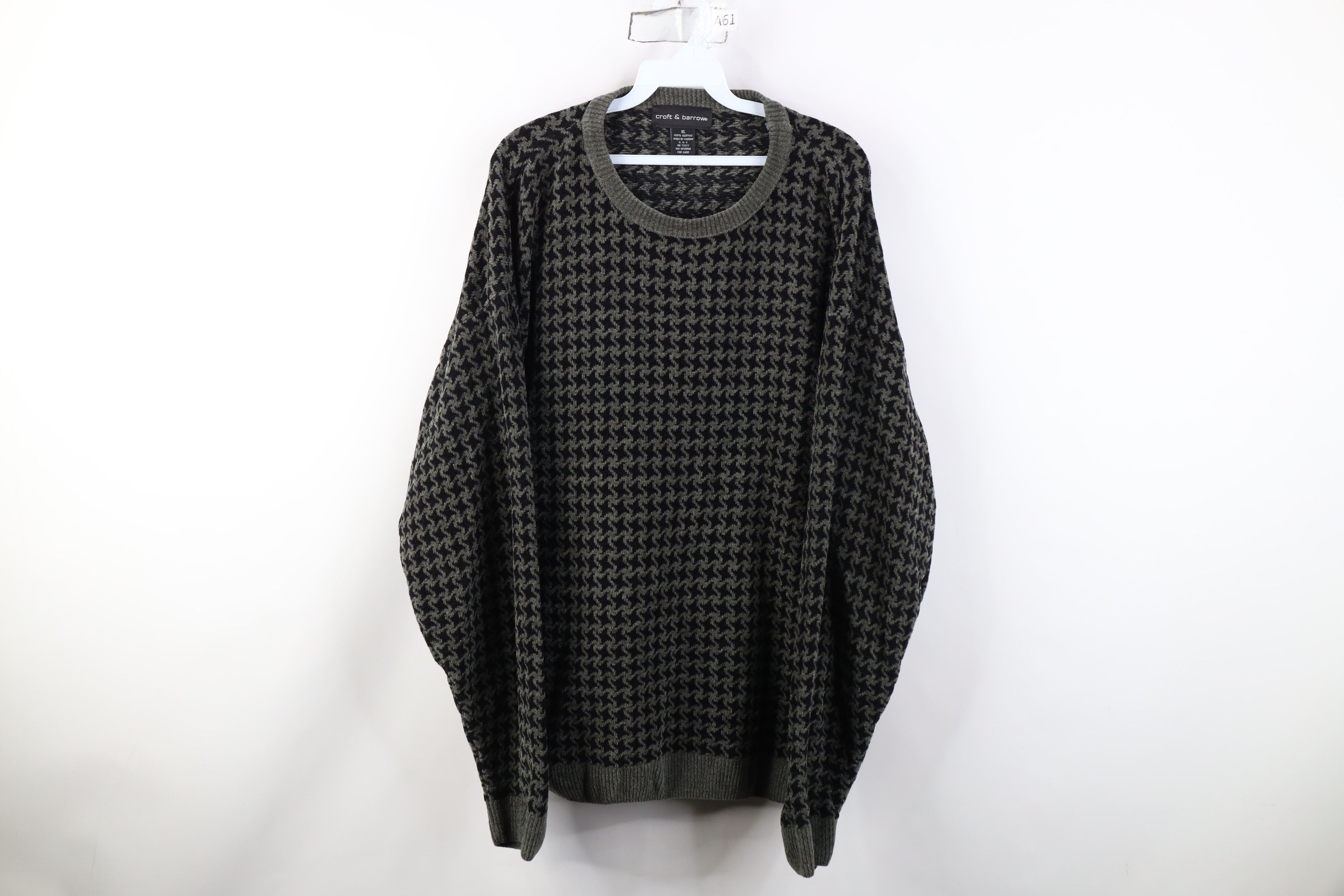 Vintage Vintage 90s Streetwear Houndstooth Fleece Crewneck Sweater Size US XL / EU 56 / 4 - 1 Thumbnail