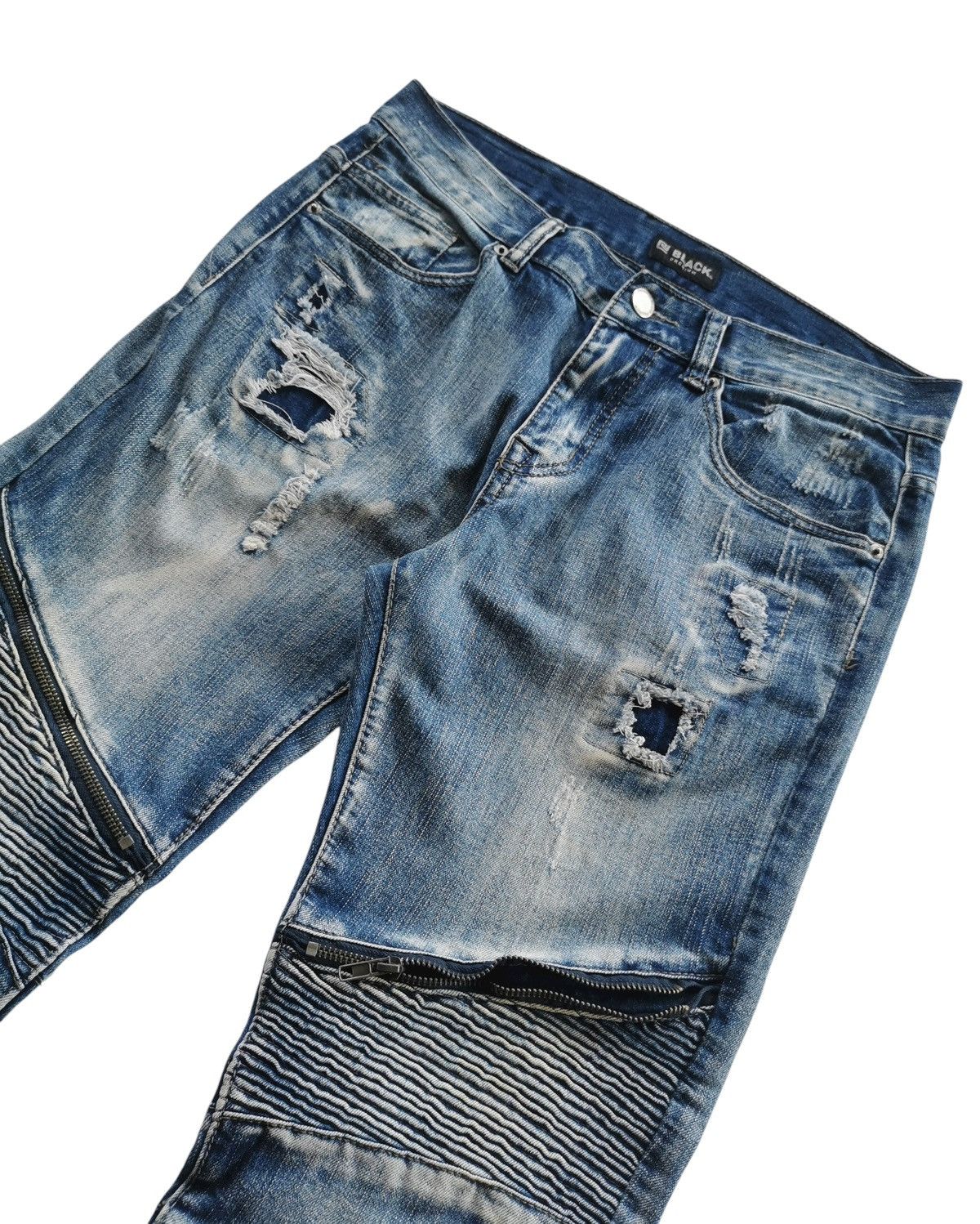 Jean Black Premium Skinny Flex Biker Jeans Like Balmain Jeans Size US 32 / EU 48 - 5 Thumbnail