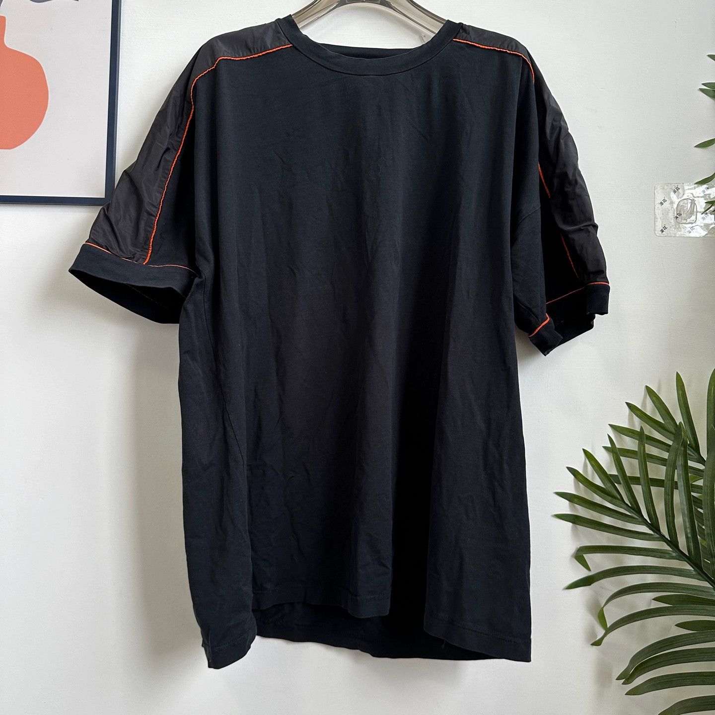 Prada Black Leather Logo Short Sleeve Tee - dmc