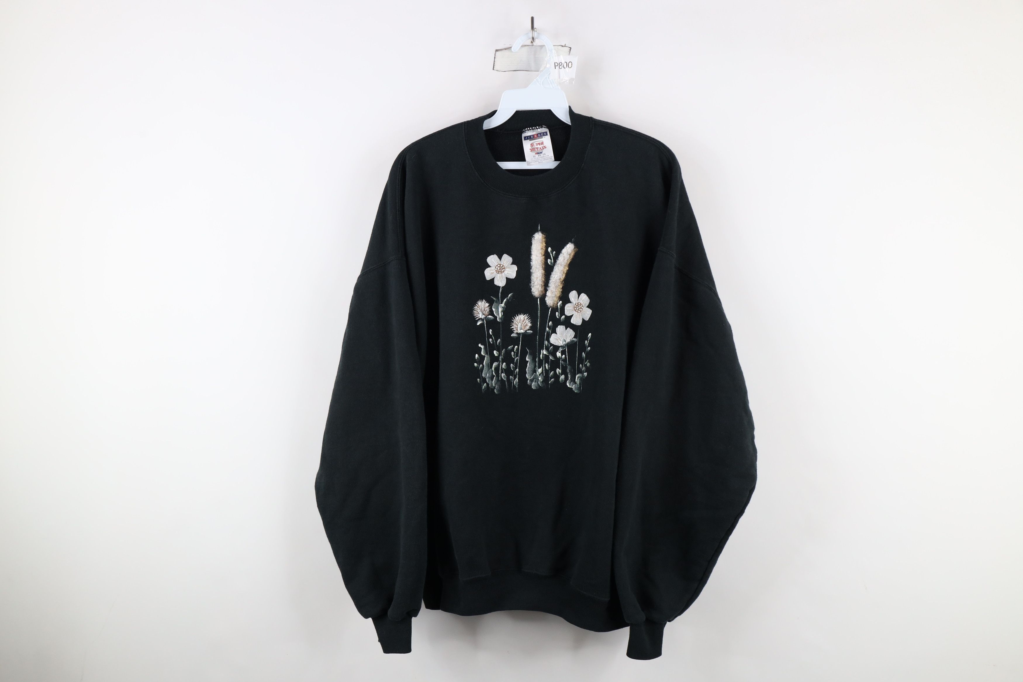 Vintage Vintage 90s Streetwear Painted Flower Crewneck Sweatshirt Size XL / US 12-14 / IT 48-50 - 1 Thumbnail