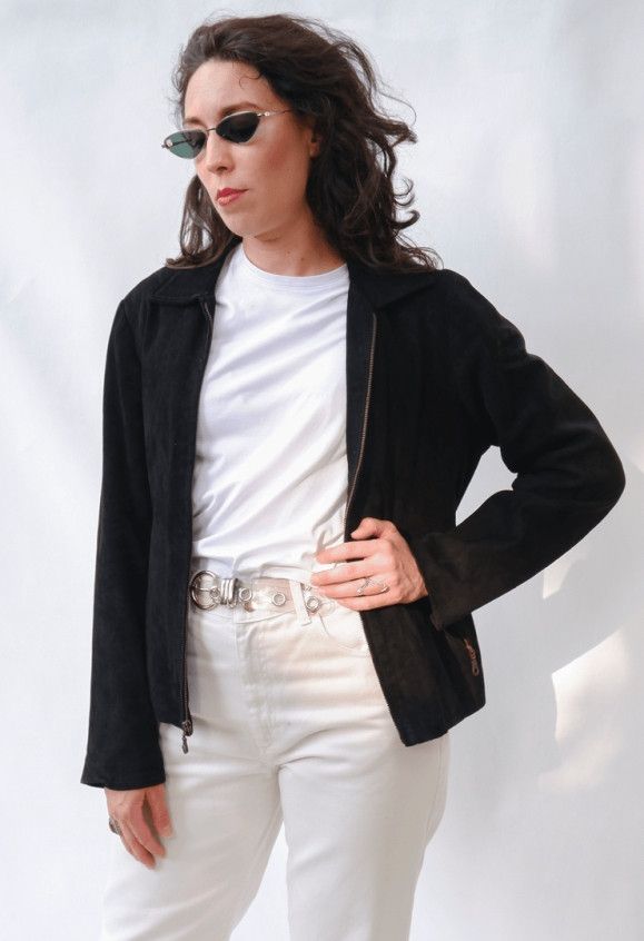 image of Black Suede Vintage Jacket Pme Legend / Fpall Mall, Women's (Size Medium)