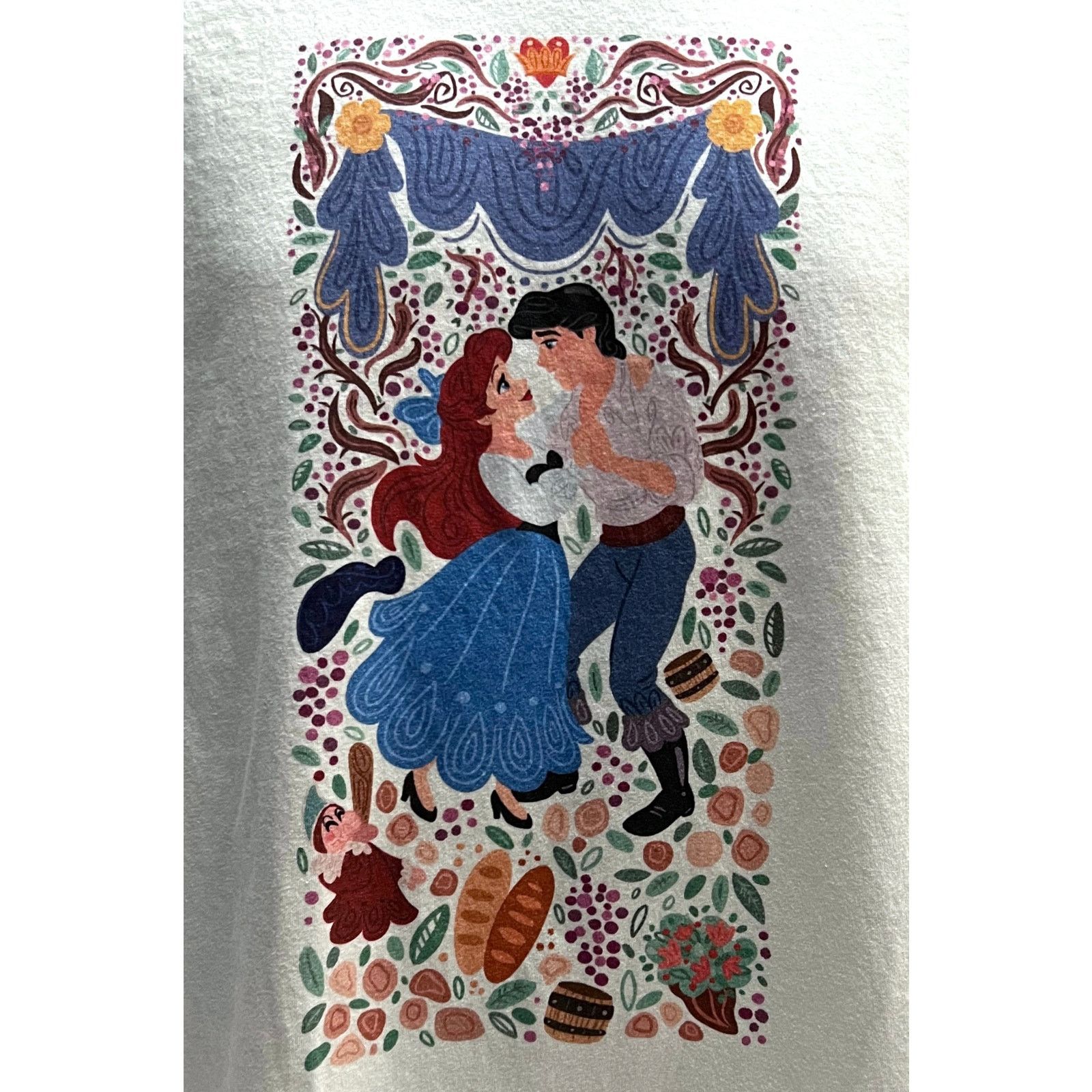 Next Level Apparel Disney Little Mermaid Ariel & Prince Eric Dancing T-Shirt Size M / US 6-8 / IT 42-44 - 3 Thumbnail