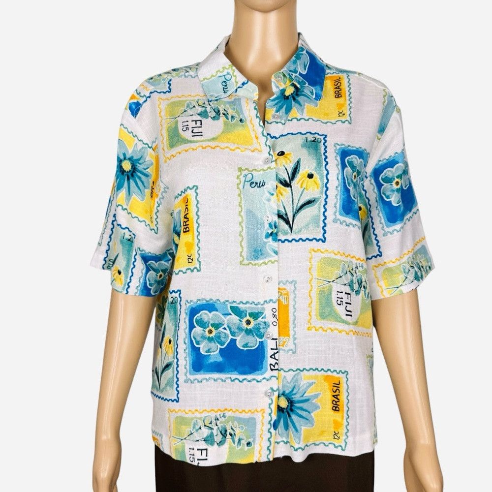 Other NWT New Jane and Delancey Post Stamps Rayon Linen Short Sle Size M / US 6-8 / IT 42-44 - 1 Thumbnail
