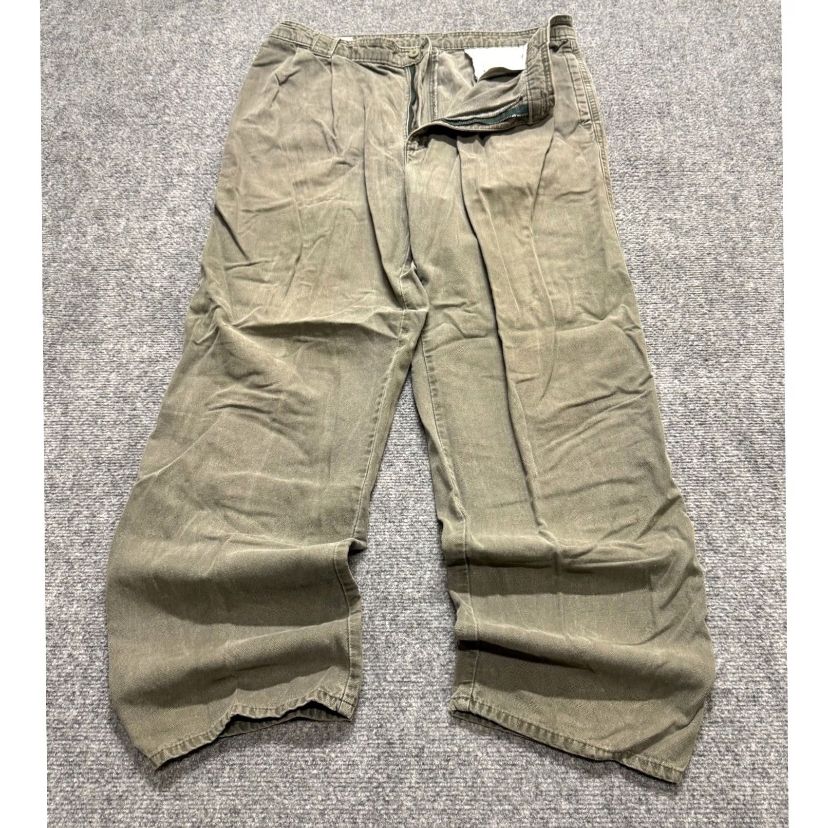 Dockers VINTAGE Dockers Chino Pants Dress Men 36x32 Regular Cotton Brown 90s Green Paper Tag Mens Size US 36 / EU 52 - 2 Thumbnail
