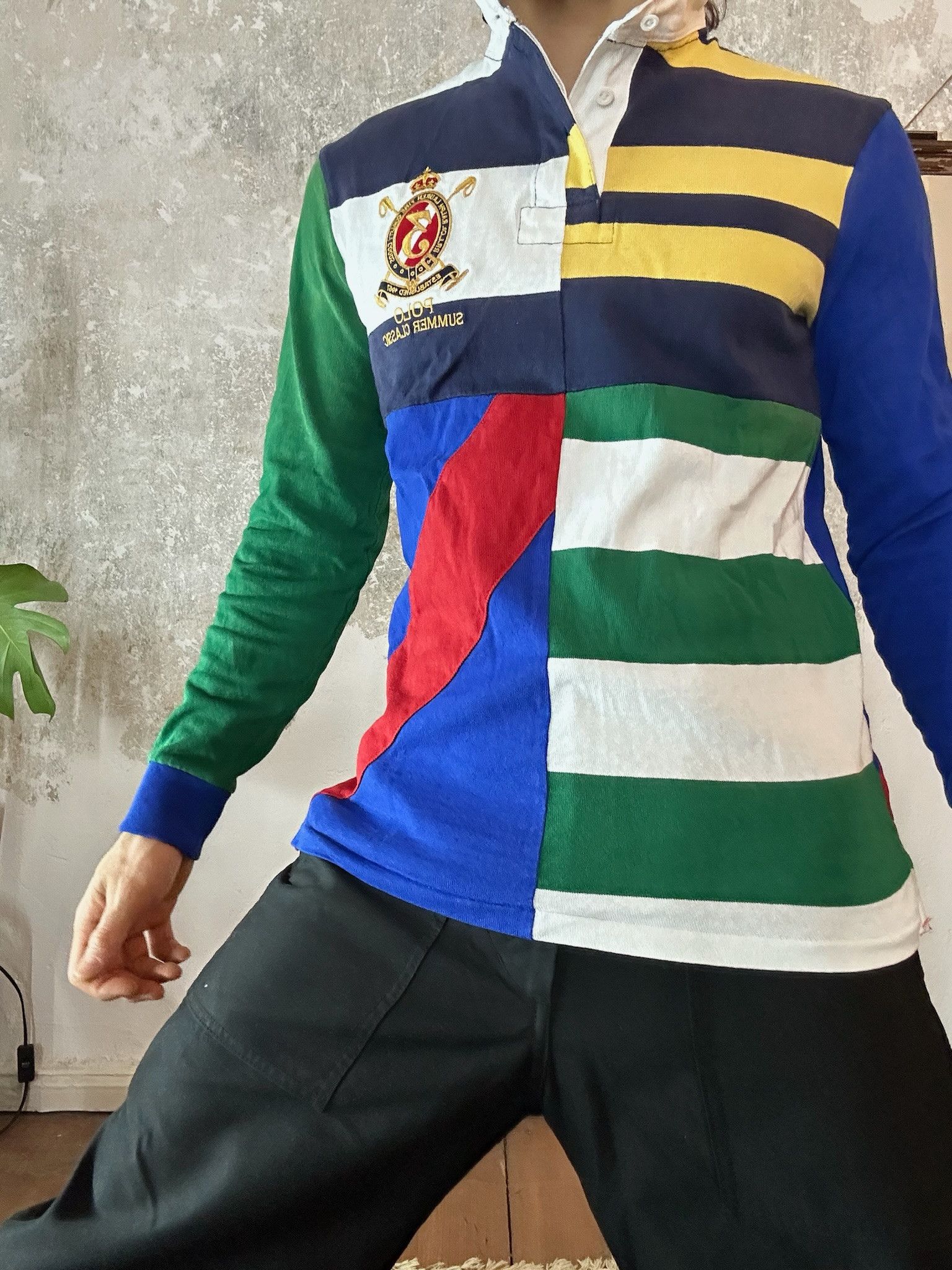 Polo Ralph Lauren Ralph Lauren Classic Fit Patchwork Jersey Rugby Shirt Size US XS / EU 42 / 0 - 7 Thumbnail