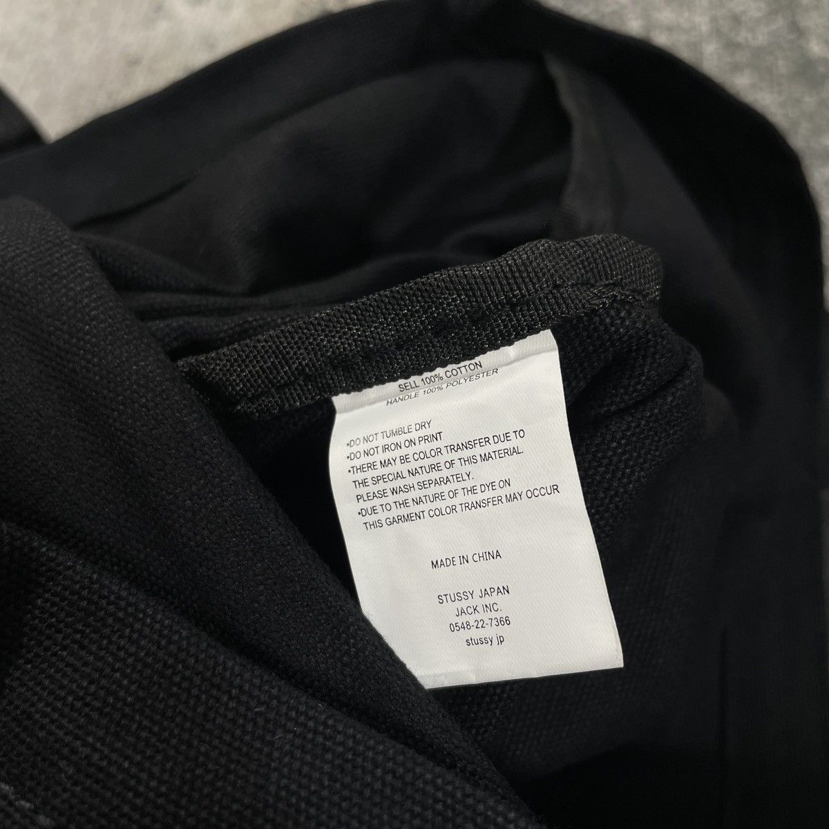 Stussy STUSSY TOTE BAG CANVAS LOGO - BLACK Size ONE SIZE - 6 Thumbnail