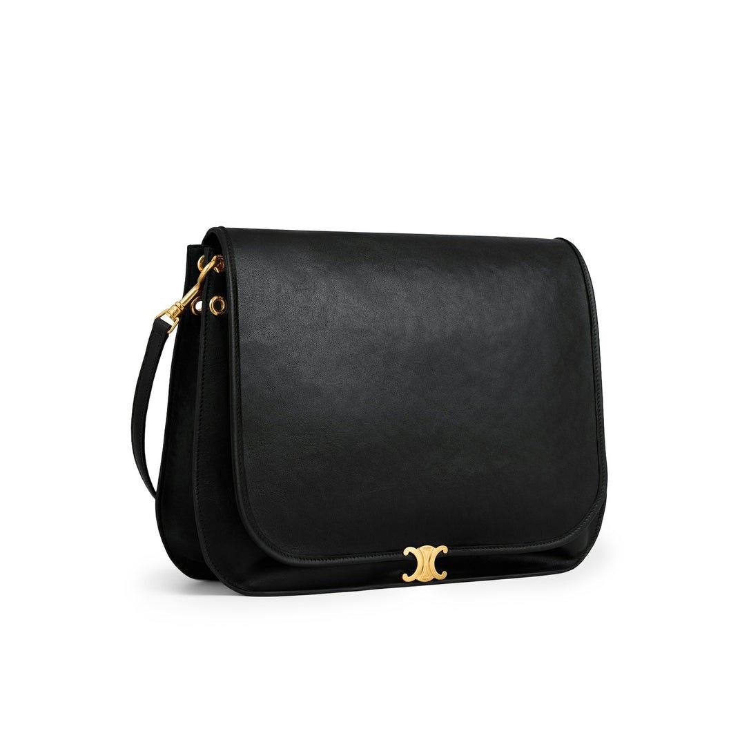 Celine CELINE Soft Triomphe Black Leather Shoulder Bag New Size ONE SIZE - 2 Thumbnail