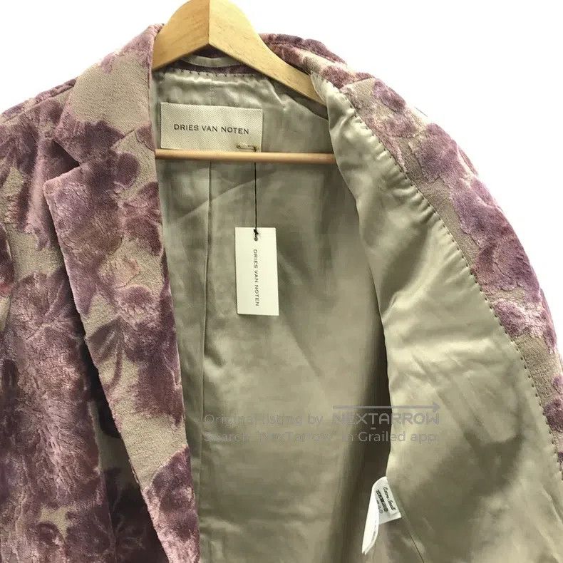 Dries Van Noten Dries Van Noten Purple Flocked Printed Suit Jacket Size US XS / EU 42 / 0 - 5 Thumbnail