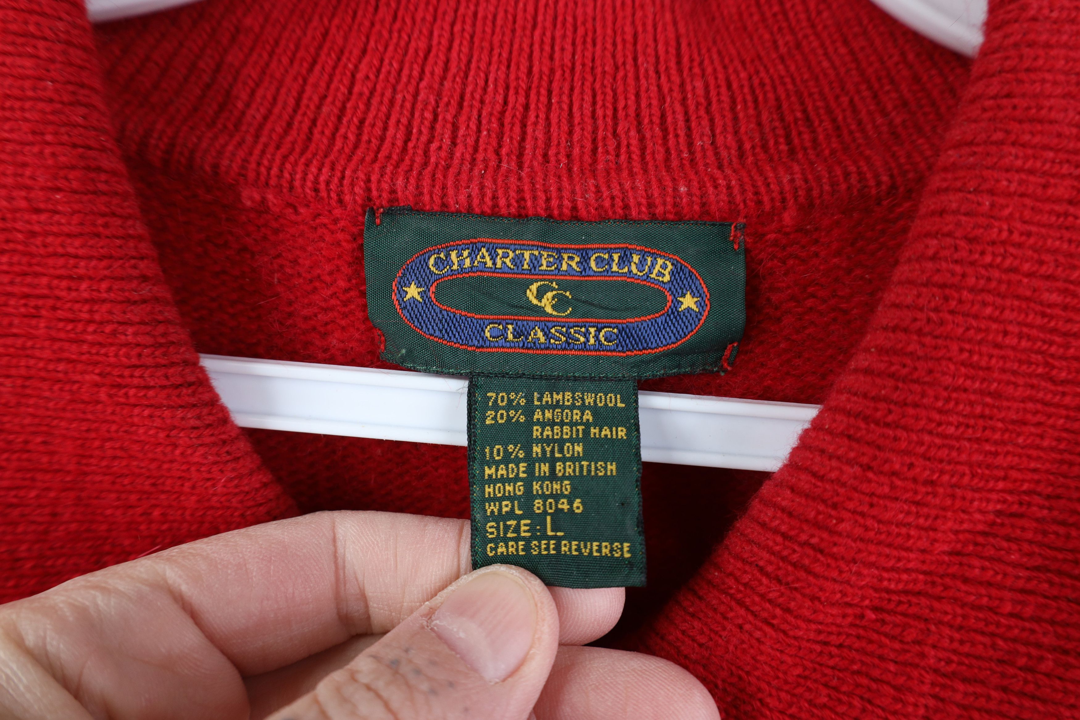 Vintage Vintage 90s Streetwear Lambswool Knit Collared Sweater Red Size L / US 10 / IT 46 - 8 Thumbnail