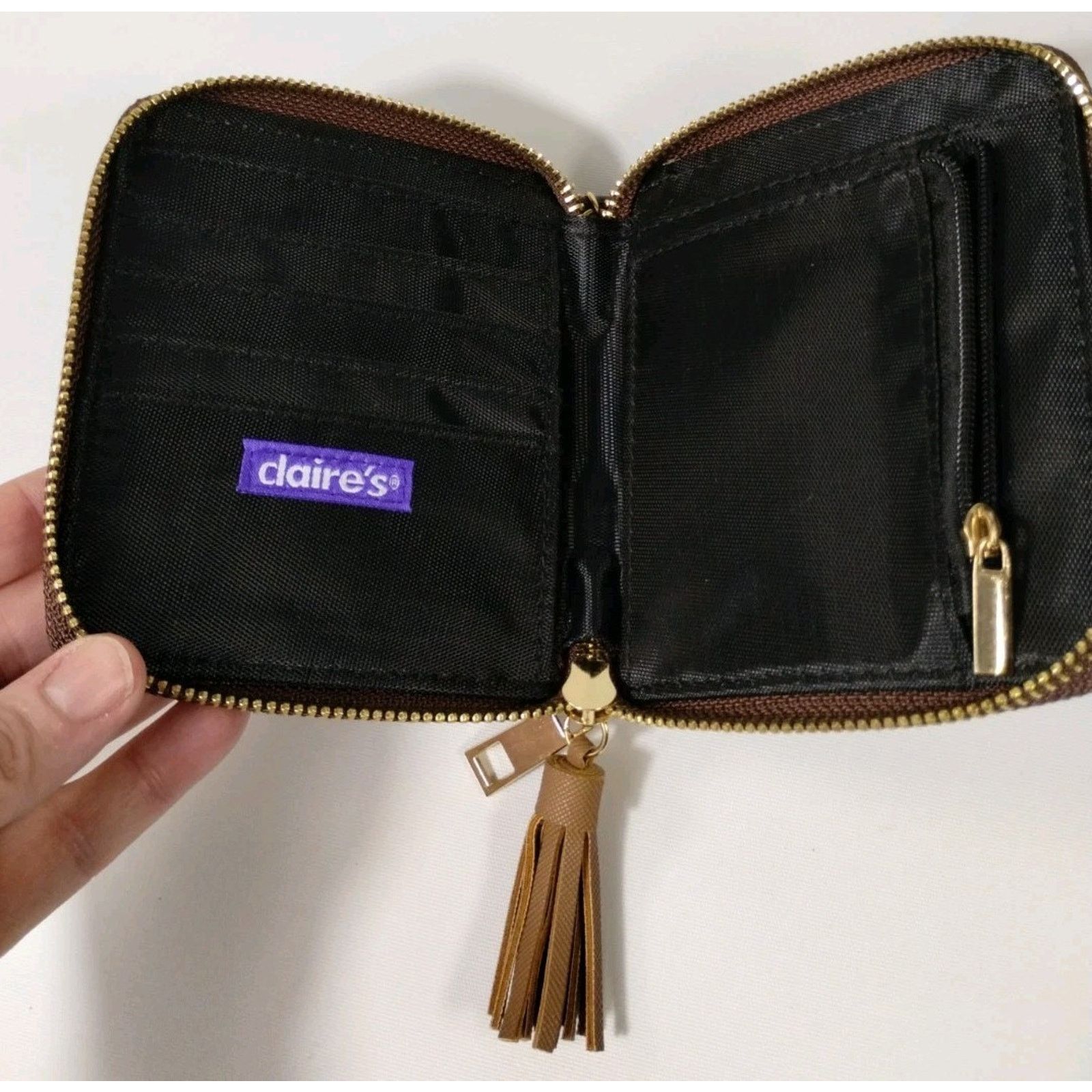 Vintage Claire's Small Women Wallet Brown Love Designer Design 5"x4" Size ONE SIZE - 3 Thumbnail