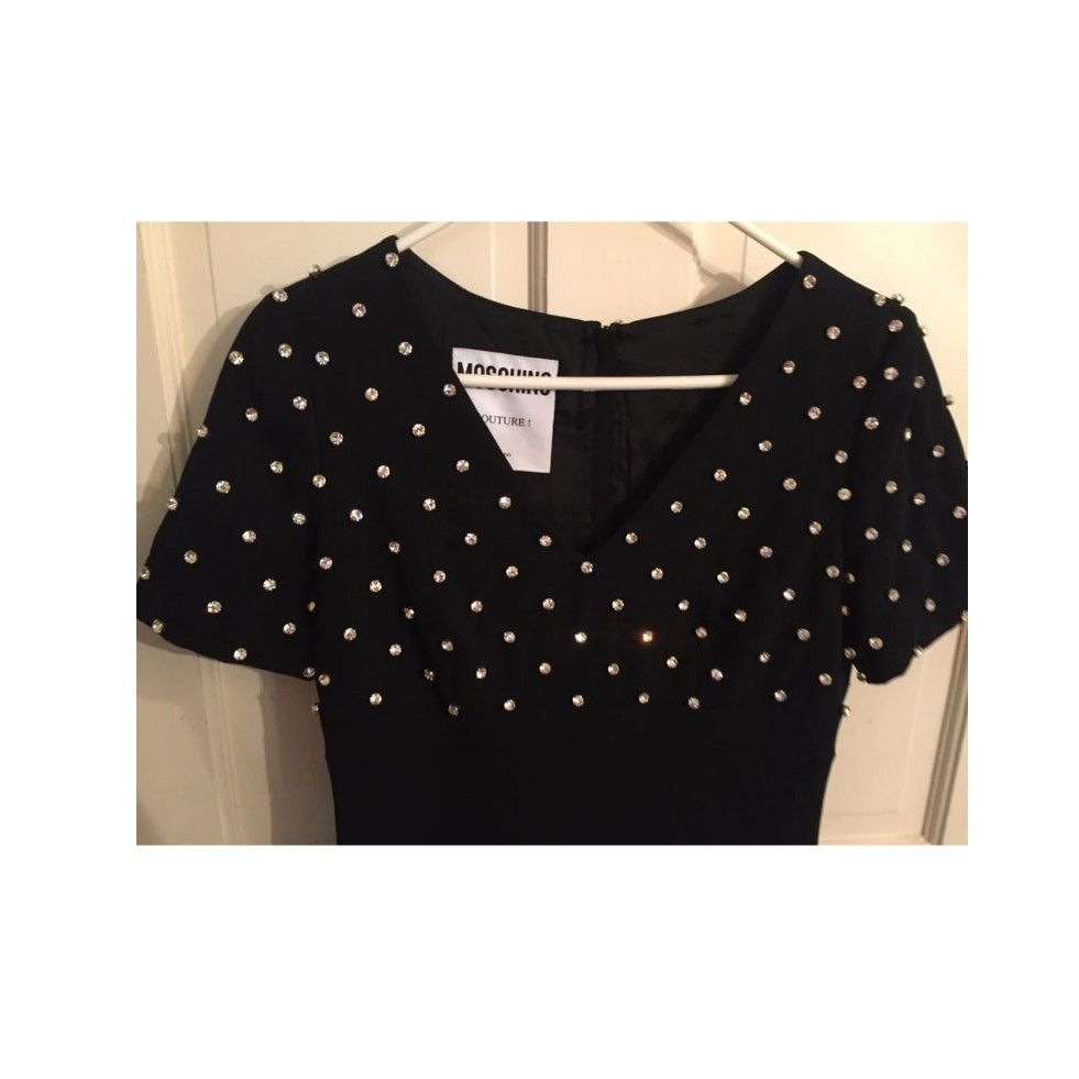 Moschino MOSCHINO Coutur Jeremy Scott Crystal Diamonds Crepe Dress Size M / US 6-8 / IT 42-44 - 6 Thumbnail