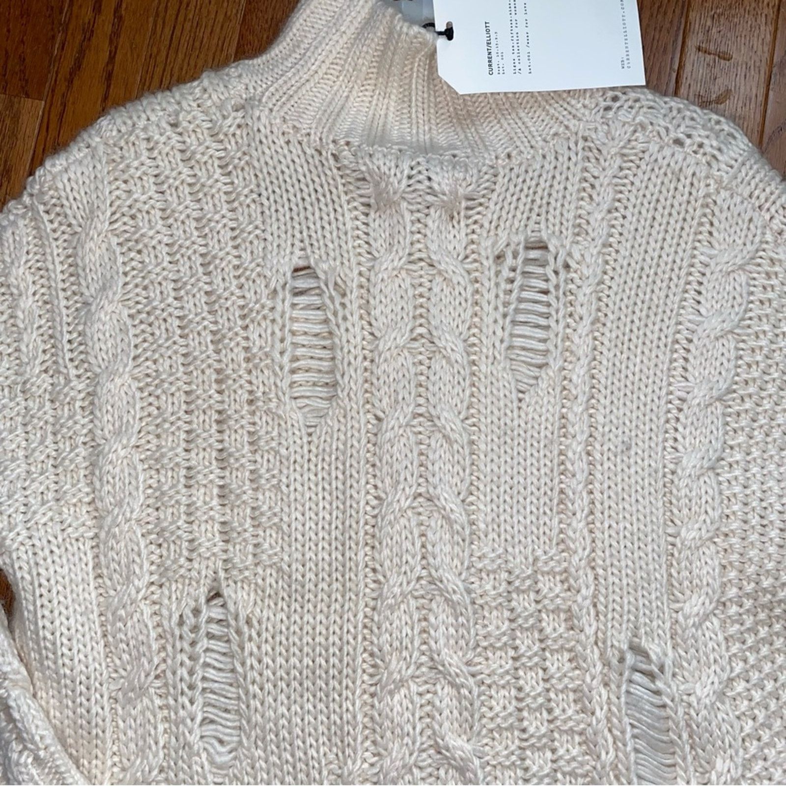 Current/Elliot NWT $330 Current/Elliott The Vin Cable Knit Sweater 0 XS Size XS / US 0-2 / IT 36-38 - 6 Thumbnail