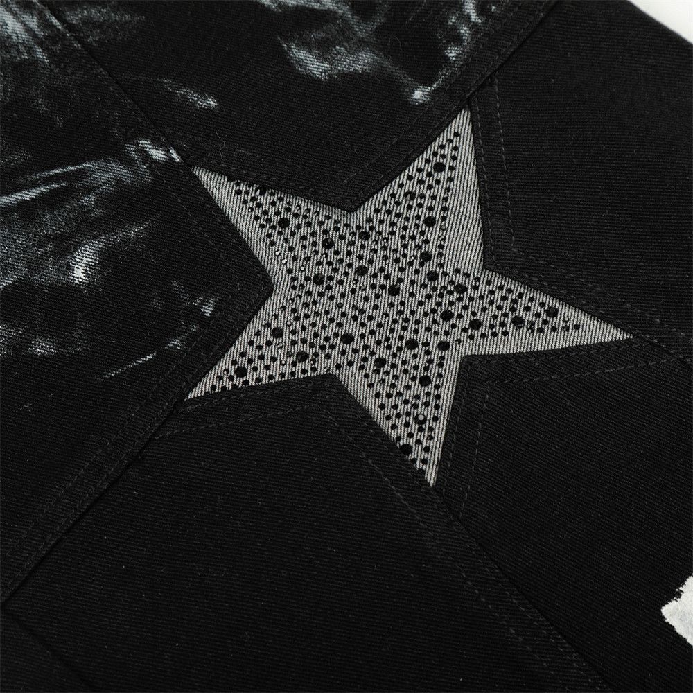 Jean Men's star ink graffiti loose wide-leg scimitar jeans Size US 32 / EU 48 - 6 Thumbnail