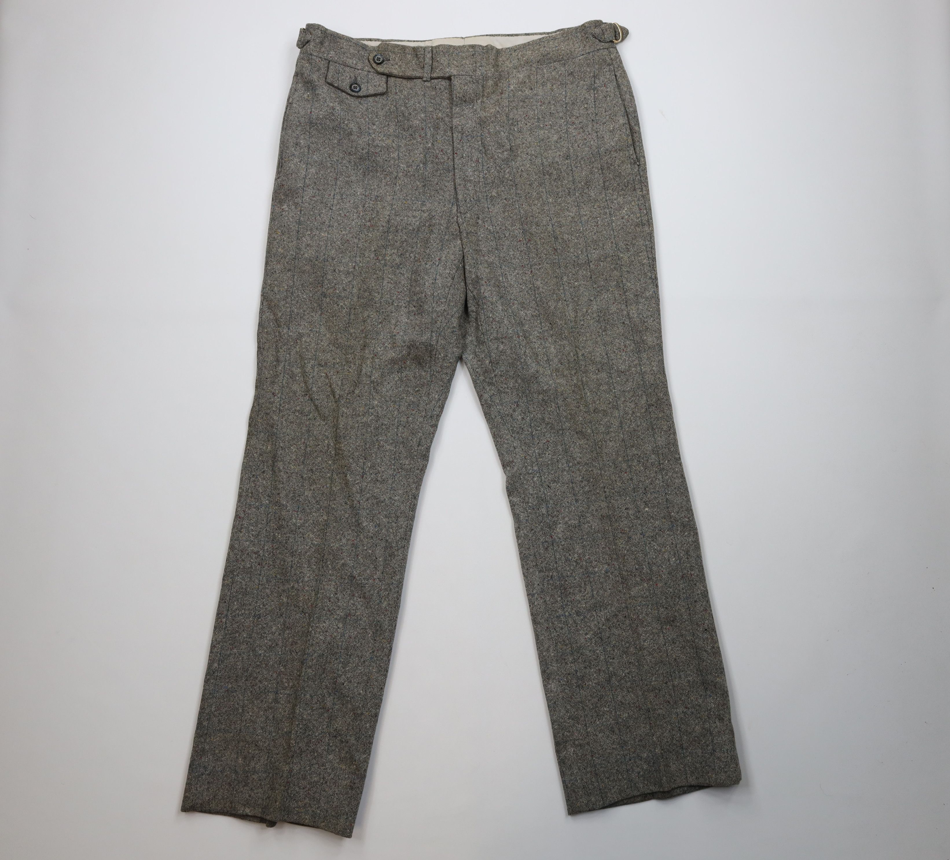 Vintage Vintage 60s Wool Tweed Buckle Back Bell Bottoms Pants USA Size US 38 / EU 54 - 1 Thumbnail