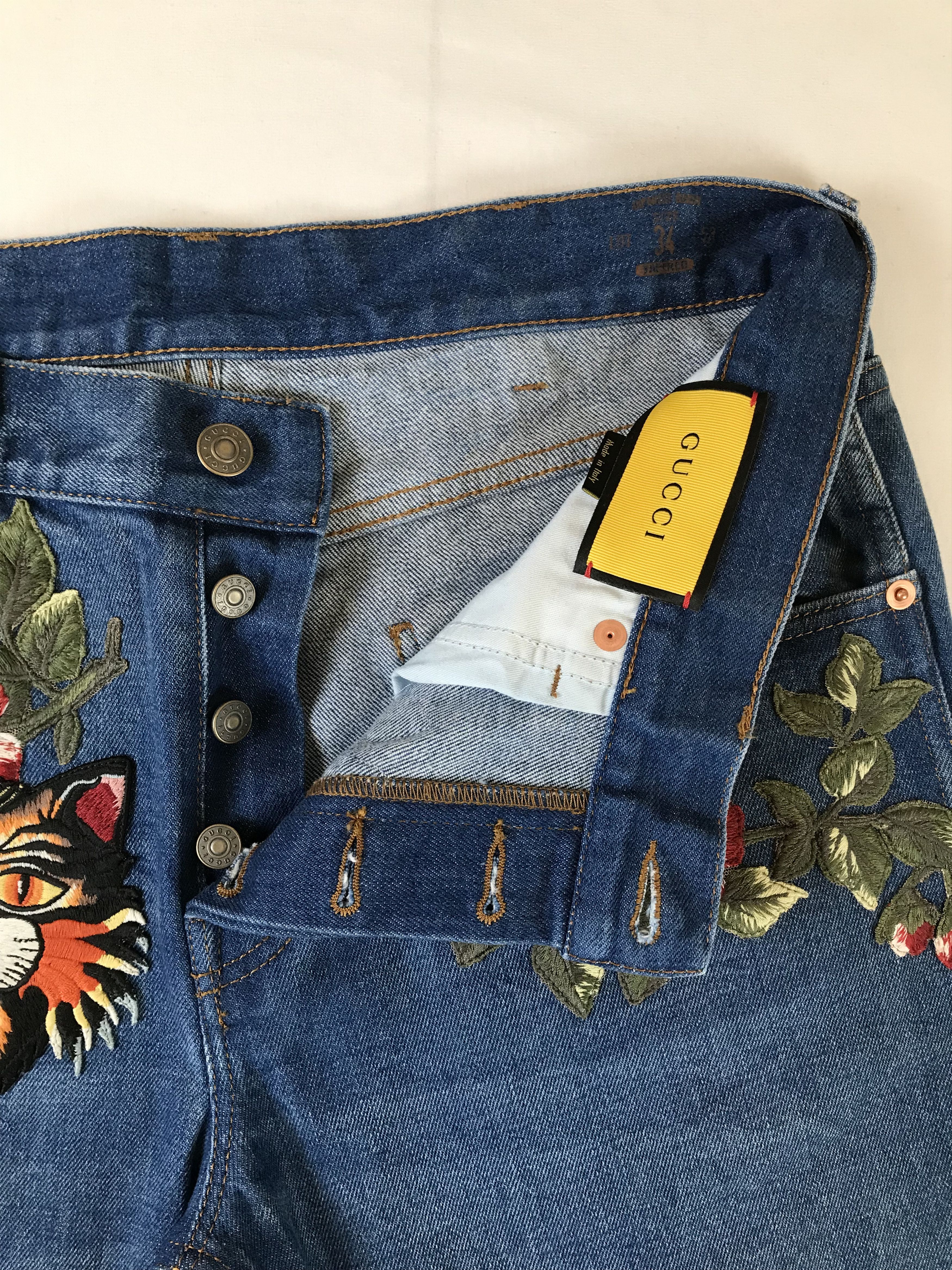 Gucci Gucci Floral Cat Embroidered Jeans Size US 34 / EU 50 - 8 Thumbnail