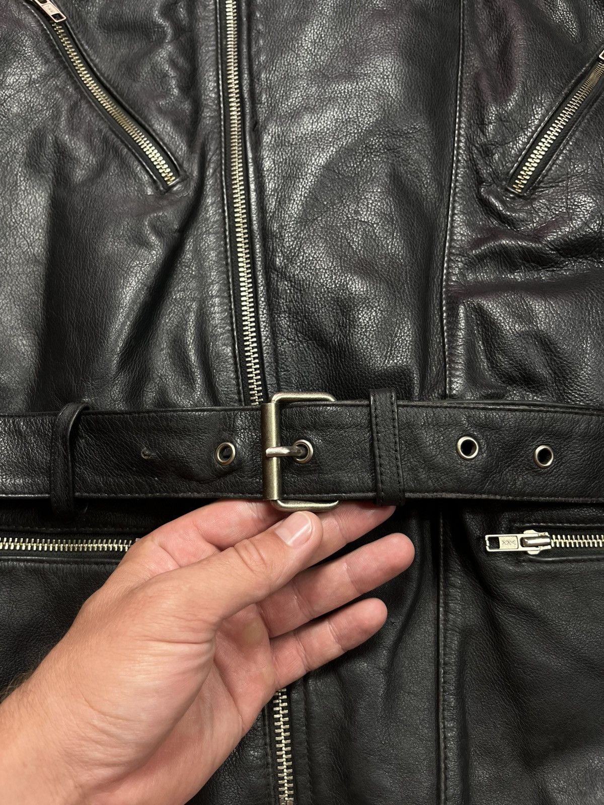 Leather Vintage Heavy Leather Biker Jacket Black Men’s 3XL Moto Size US XXL / EU 58 / 5 - 7 Thumbnail