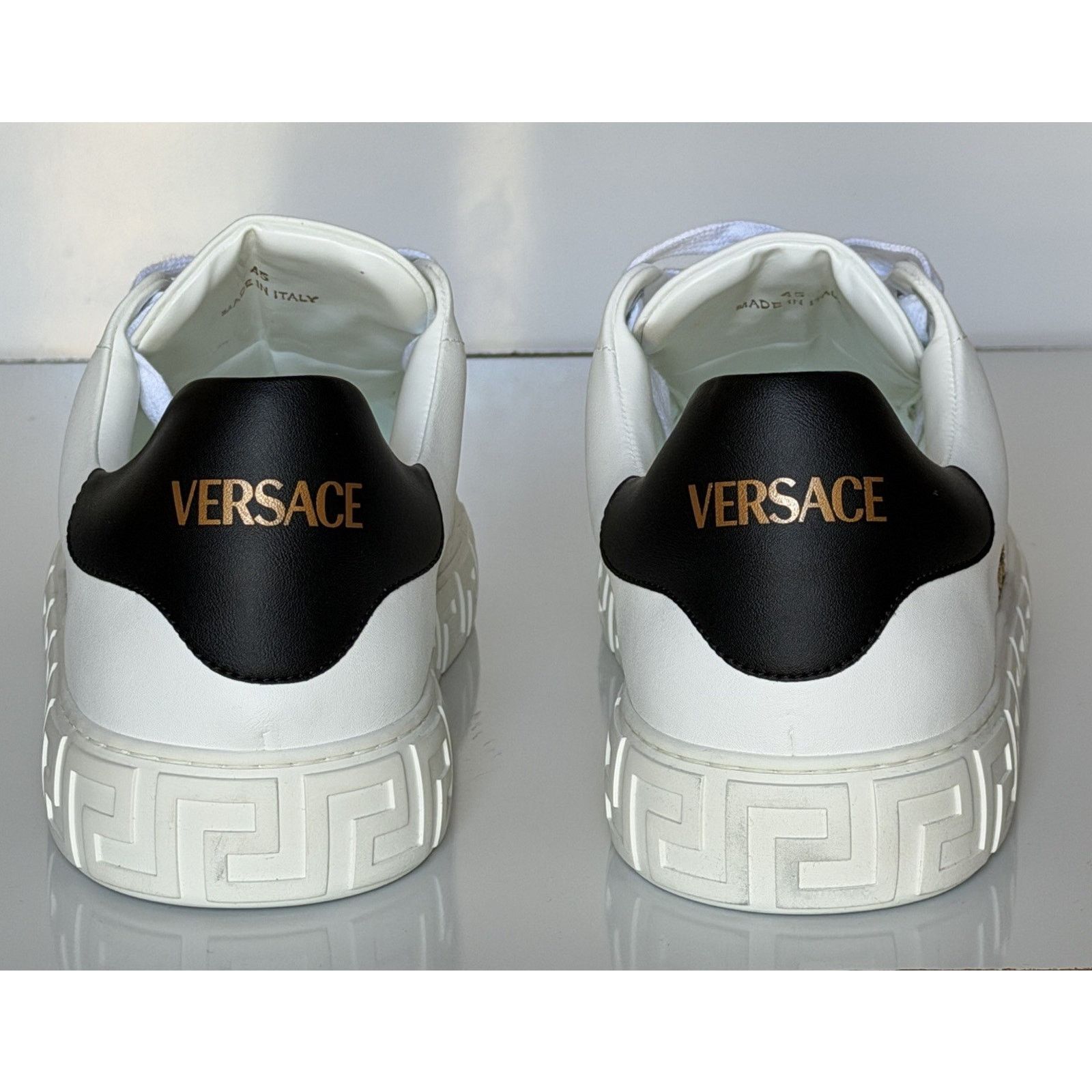 Versace Versace Greek key White/Black Leather Sneakers 13 US 1014460 Size US 13 / EU 46 - 12 Thumbnail