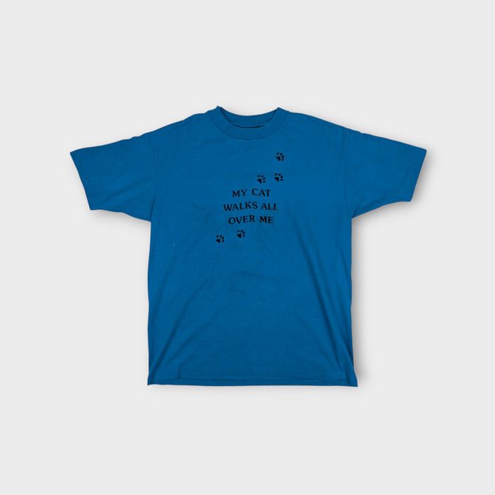 Hanes Vintage 80's CATS Paw Animal Tee My Cat Wall Over Me T-Shirt Size US XL / EU 56 / 4 - 1 Thumbnail