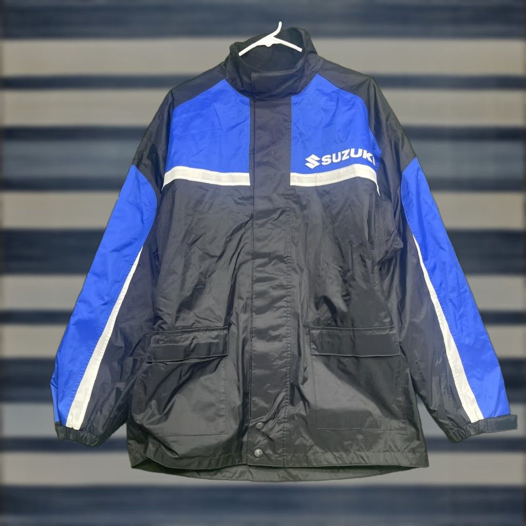 Vintage Suzuki Jacket Mens Medium Black Blue Nylon Motorcycle Riding Reflective Racing Size US M / EU 48-50 / 2 - 1 Thumbnail