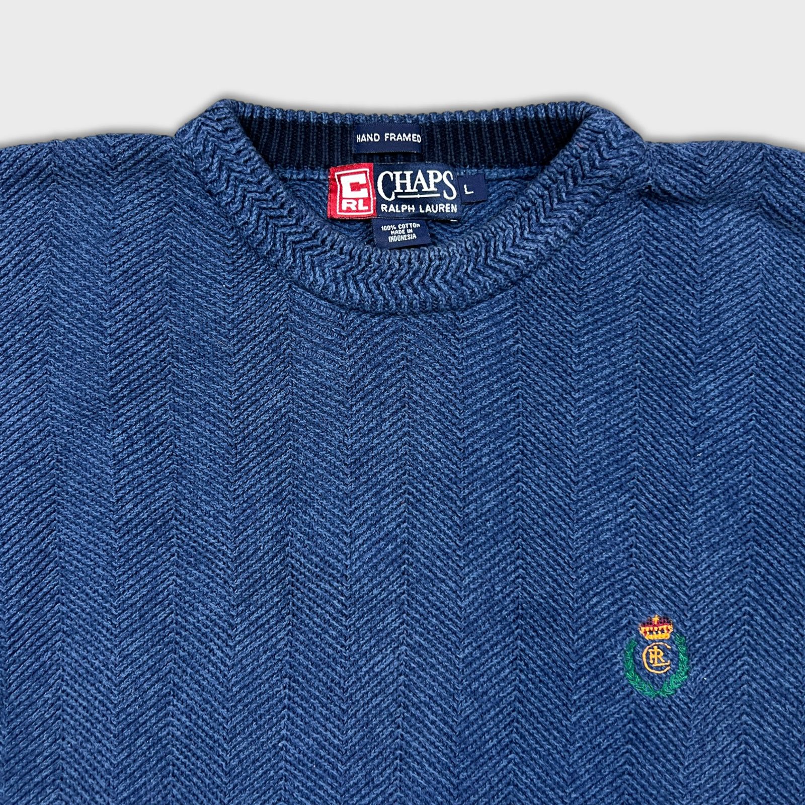 Chaps Ralph Lauren × Polo Ralph Lauren × Ralph Lauren Vintage 90s Chaps Ralph Lauren Sweatshirt Large Crest Knit Size US L / EU 52-54 / 3 - 2 Thumbnail