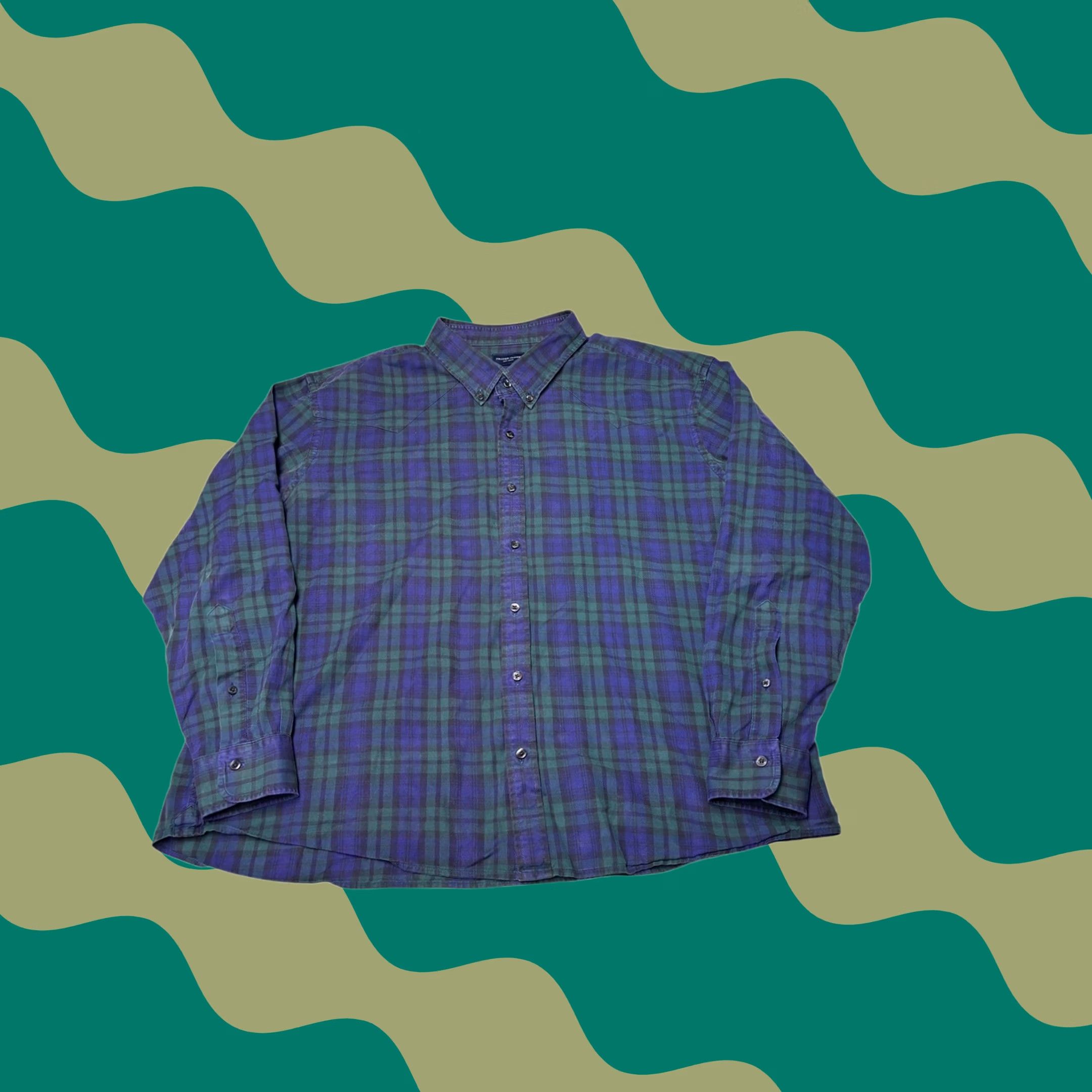 Proper Cloth Proper Cloth Shirt Mens 2XL Green Purple Plaid Cotton Button Down Long Sleeve AC113677281 Size US XXL / EU 58 / 5 - 1 Thumbnail