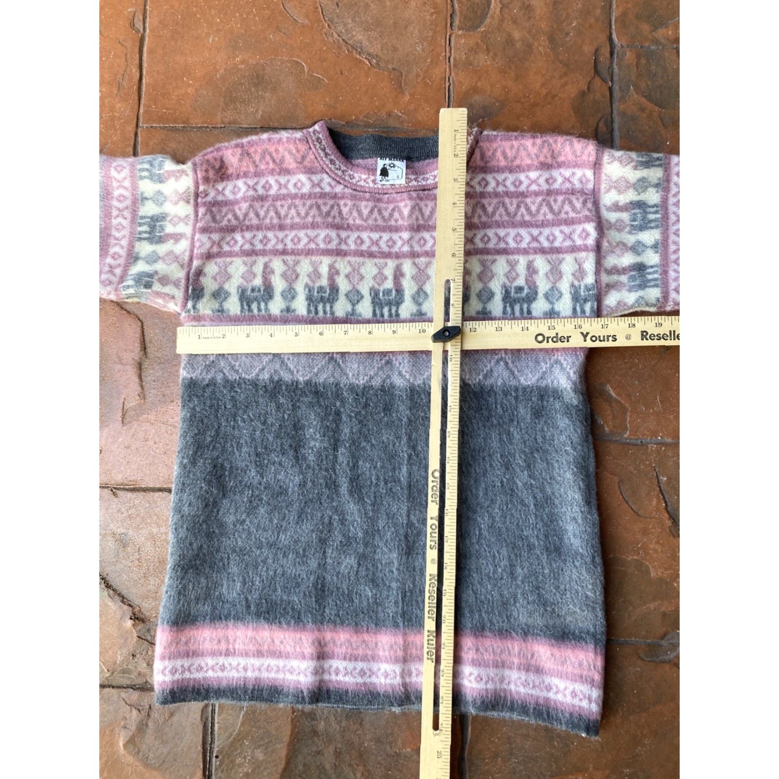 Pinko Tejidos Aly Marka Alpaca Llama Novelty Print Sweater Women Small Pink Crew Neck Long Sleeve Size S / US 4 / IT 40 - 6 Thumbnail