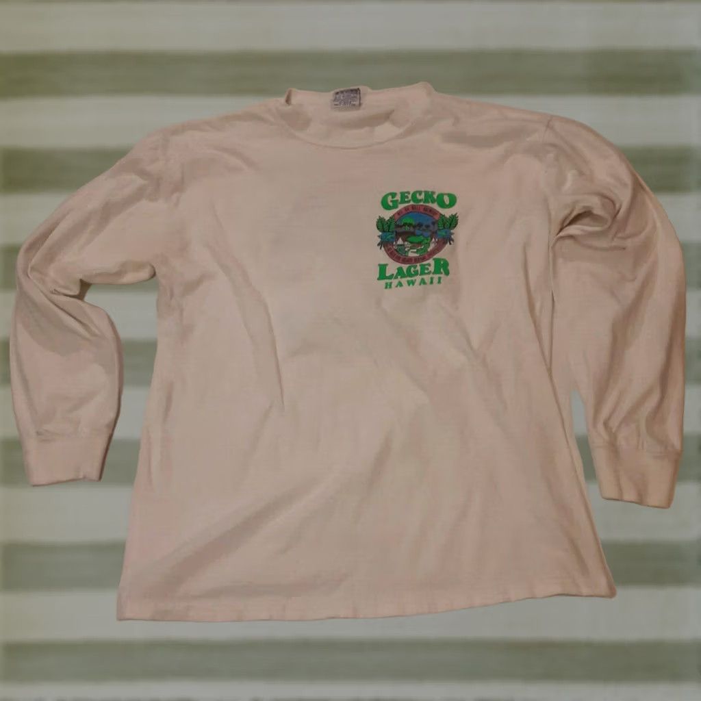 Vintage VINTAGE Geko Lager Hawaii T-shirt XL Poly-Tees Women Long Sleeve Crew Neck White 1988 Mens Womens Boys Girls Size XL / US 12-14 / IT 48-50 - 1 Thumbnail