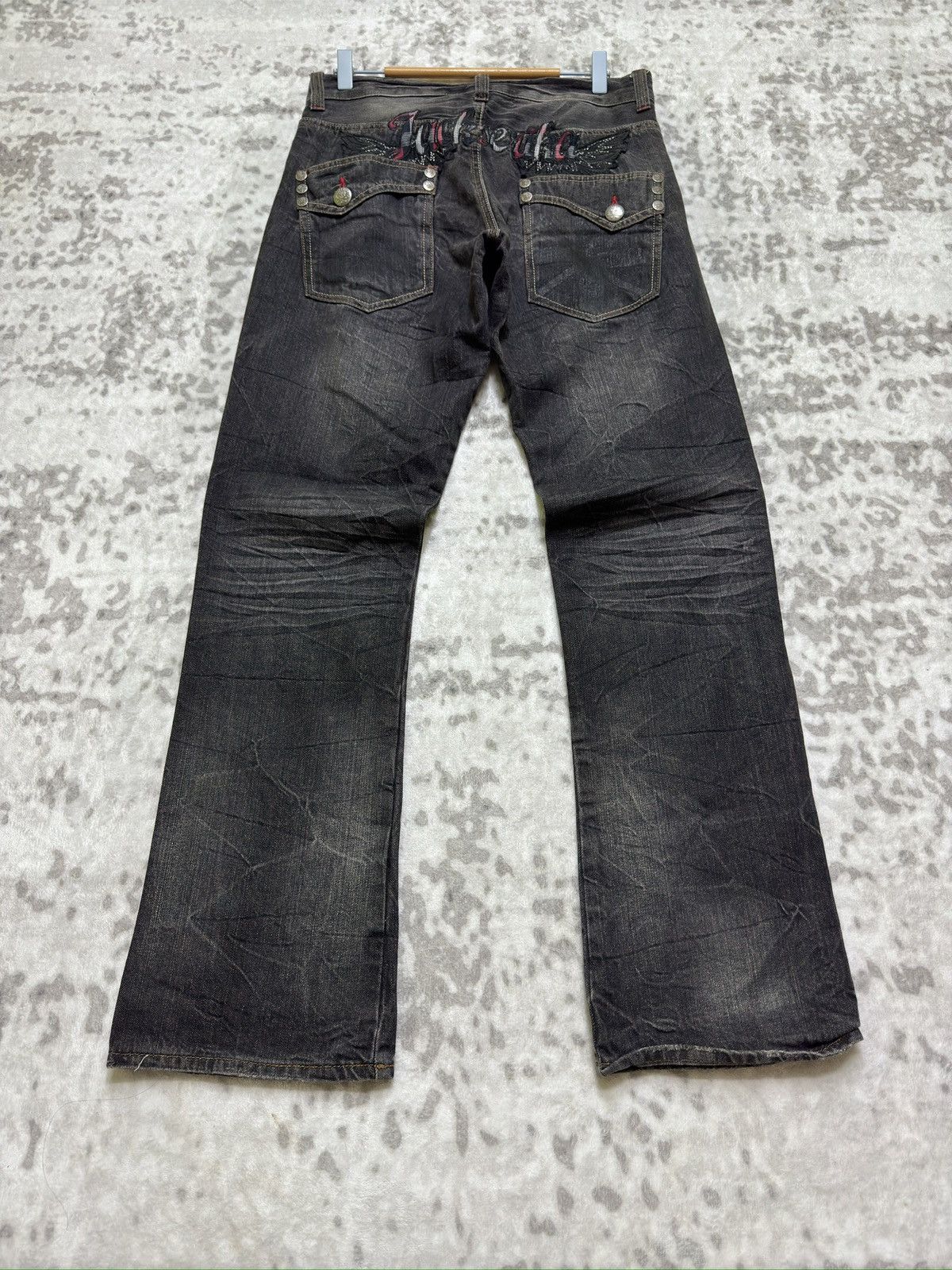 Hysteric Glamour Jack Serika Punk Whisker Faded Black Denim Jeans Patch Logo Size US 31 - 1 Thumbnail
