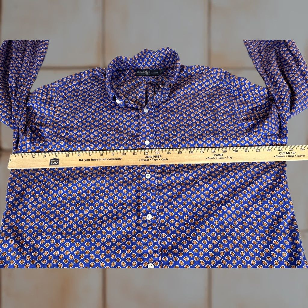 Ralph Lauren Ralph Lauren Shirt Mens XL Blue Floral Print AOP Button Long Sleeve Cotton Polo Size US XL / EU 56 / 4 - 1 Thumbnail
