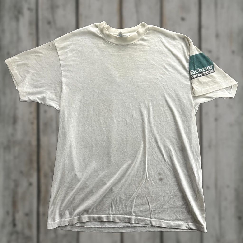 Hanes VINTAGE Eichner Properties Shirt Mens XL Beige Hanes Fifty-Fifty Promo Tee 90s USA Size US XL / EU 56 / 4 - 1 Thumbnail