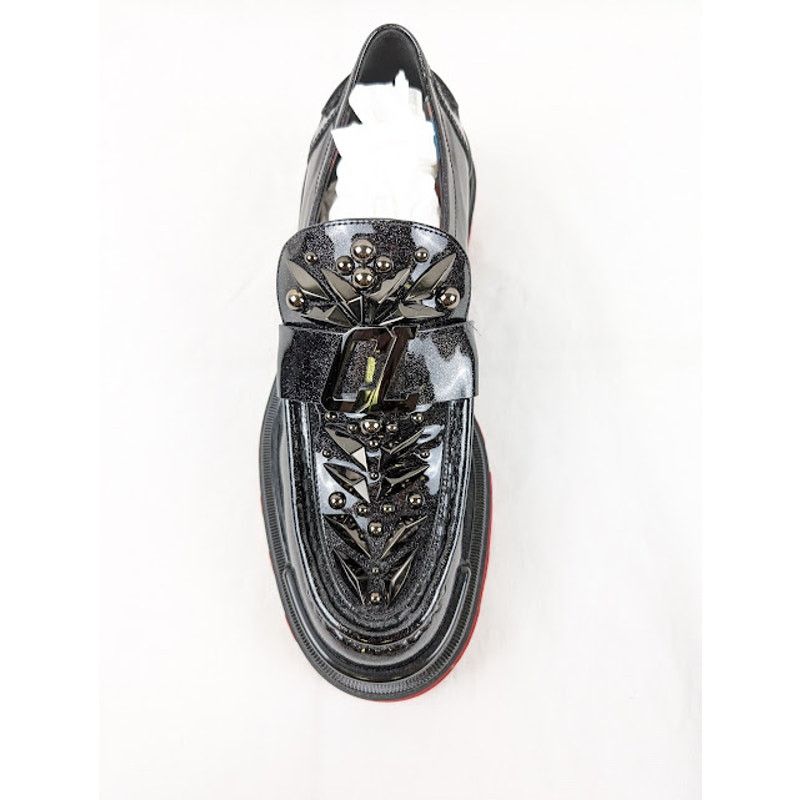 Christian Louboutin o1rshd1 The Amazing Loubi Flat Shoes Black/BK Gun/Lin Cosmos Size US 8 / EU 41 - 6 Thumbnail